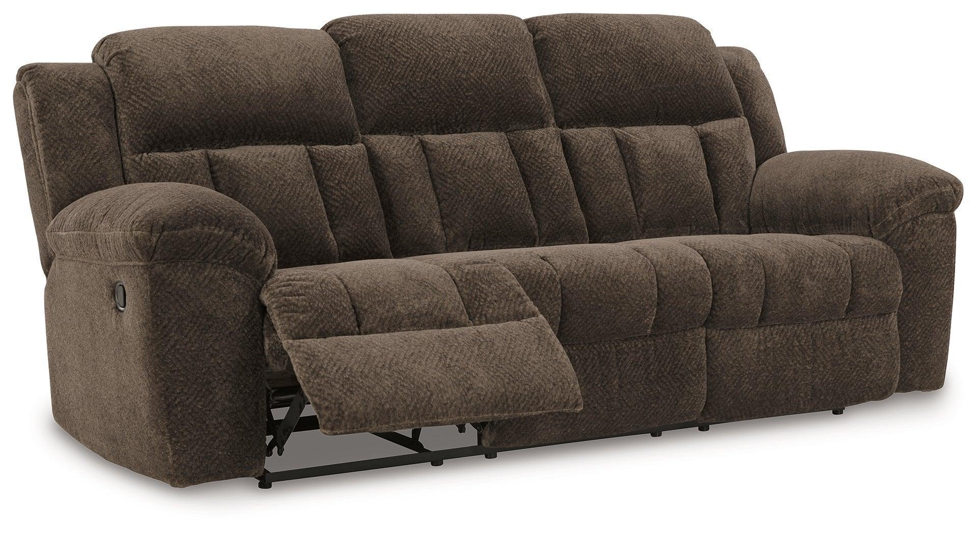Frohn Chocolate Chenille Reclining Sofa - Image 3