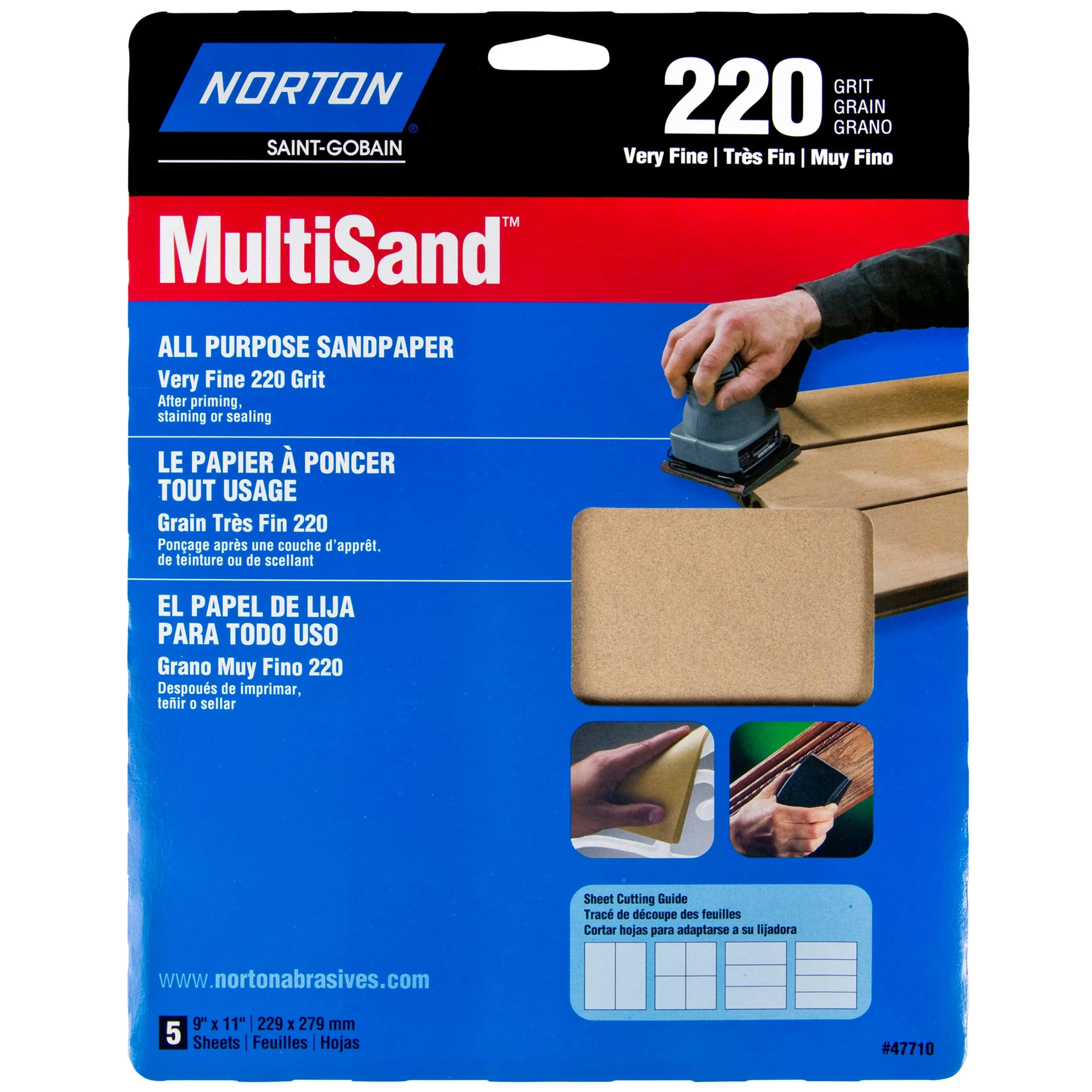 All Purpose Sandpaper - 9" x 11" - 5 Pack - Image 3