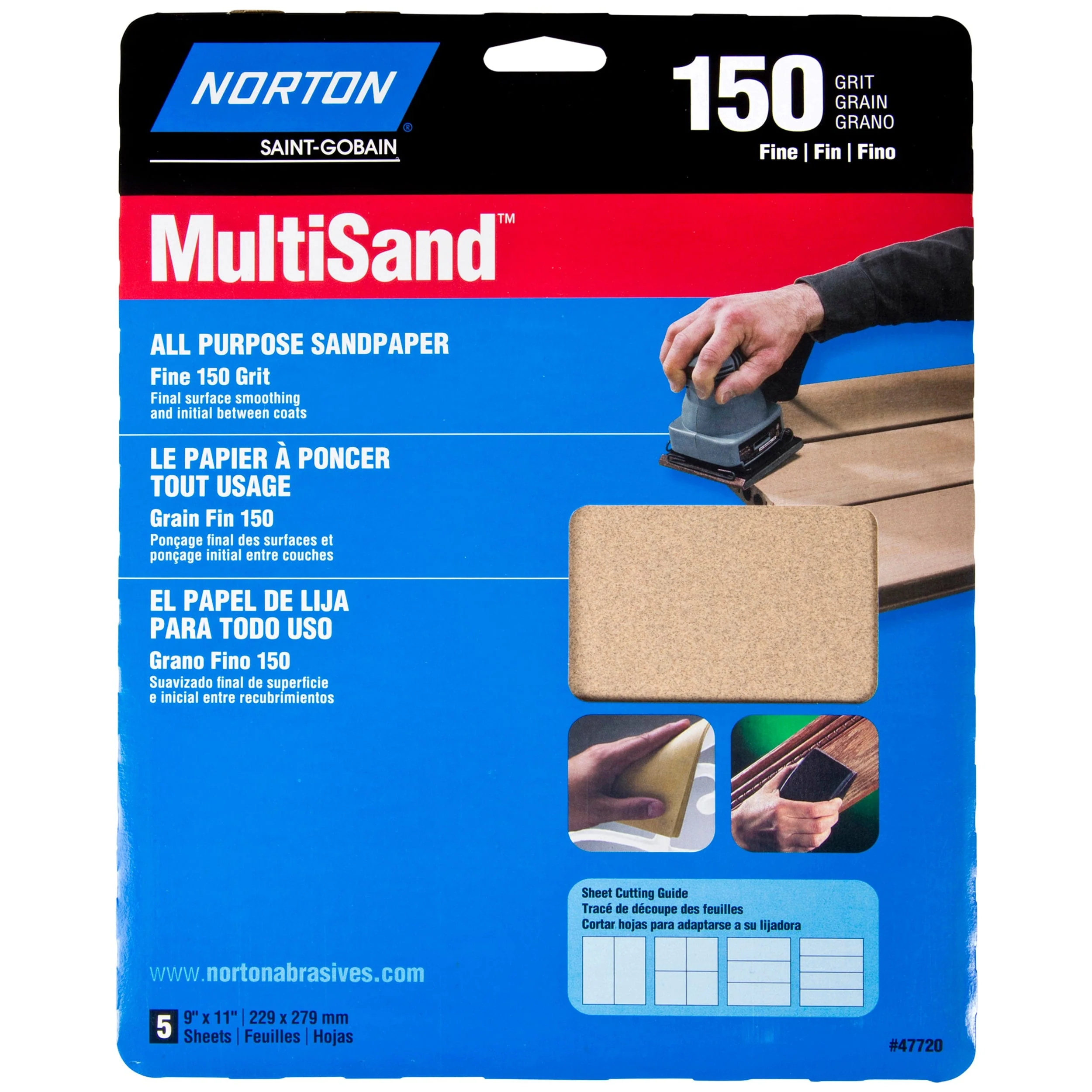 All Purpose Sandpaper - 9" x 11" - 5 Pack - Image 2