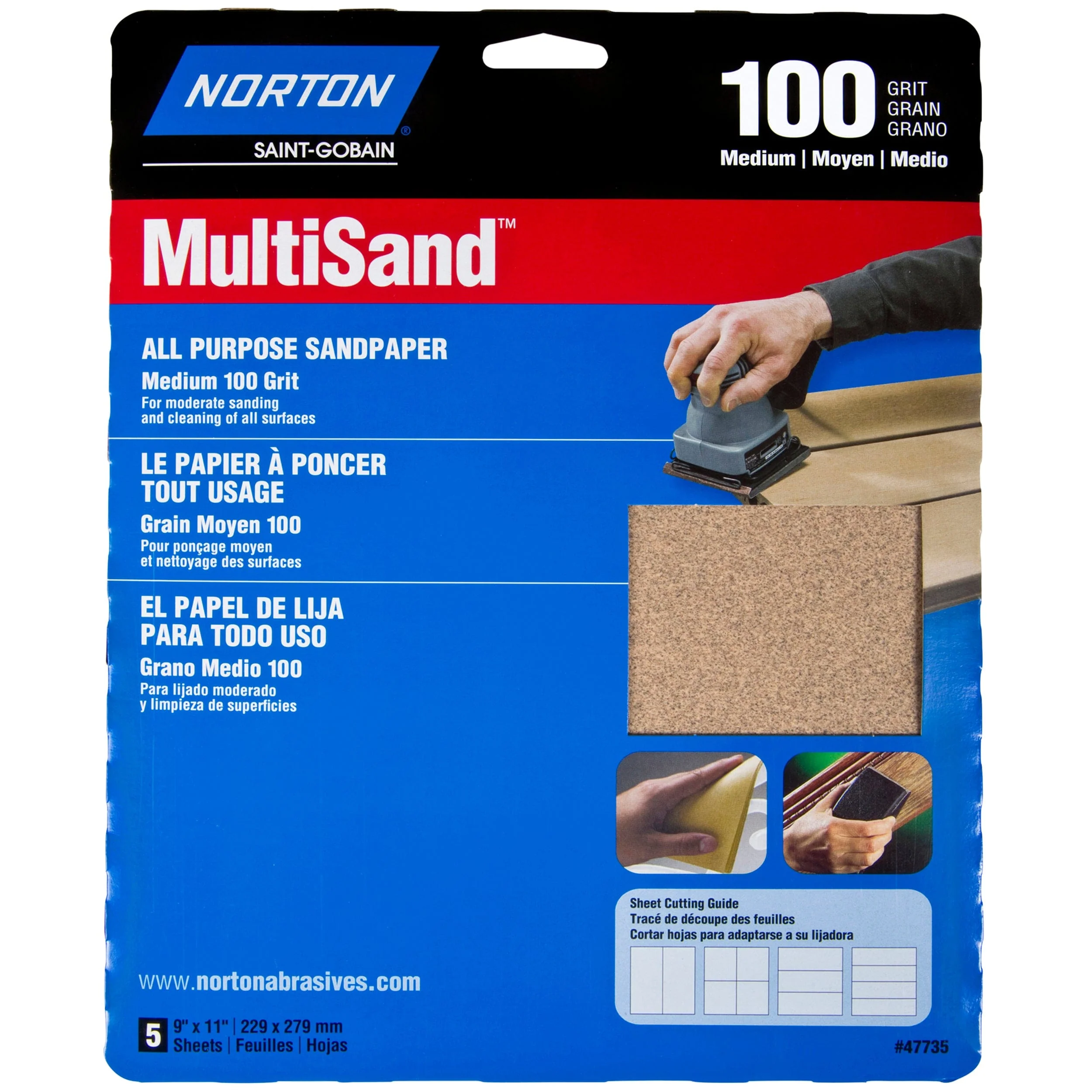 All Purpose Sandpaper - 9" x 11" - 5 Pack - Image 1