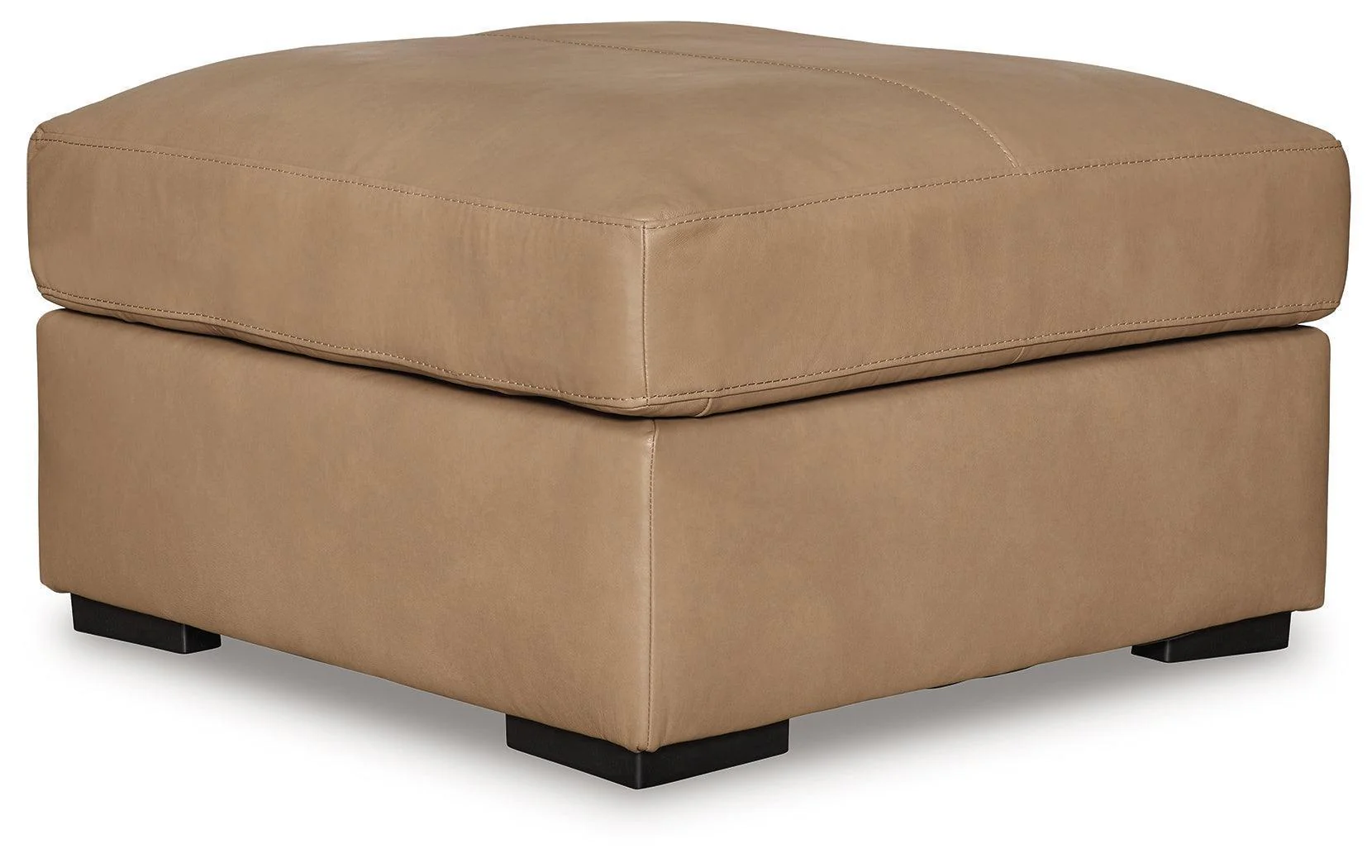 Bandon Toffee Leather Oversized Accent Ottoman - Image 1