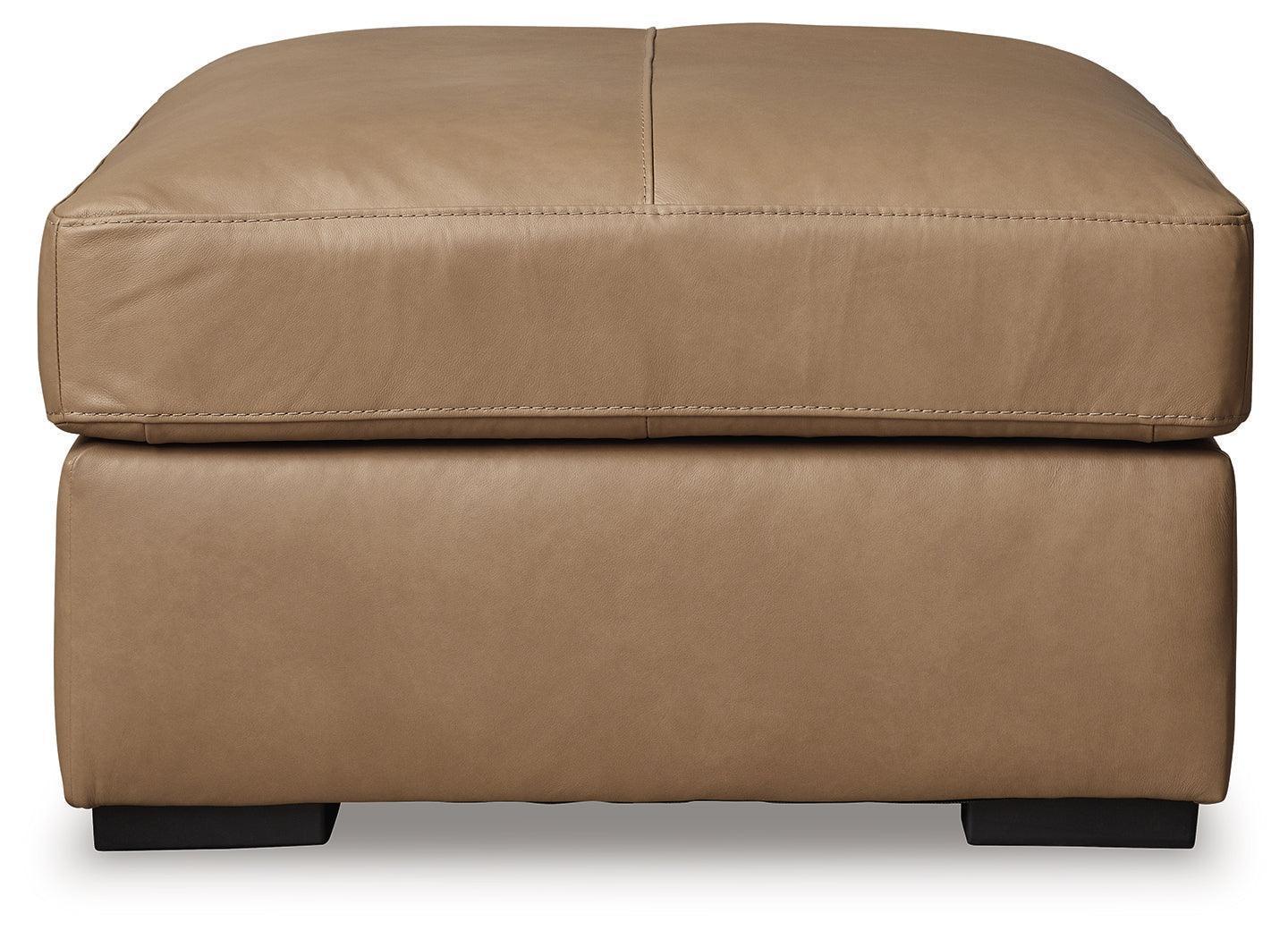 Bandon Toffee Leather Oversized Accent Ottoman - Image 2