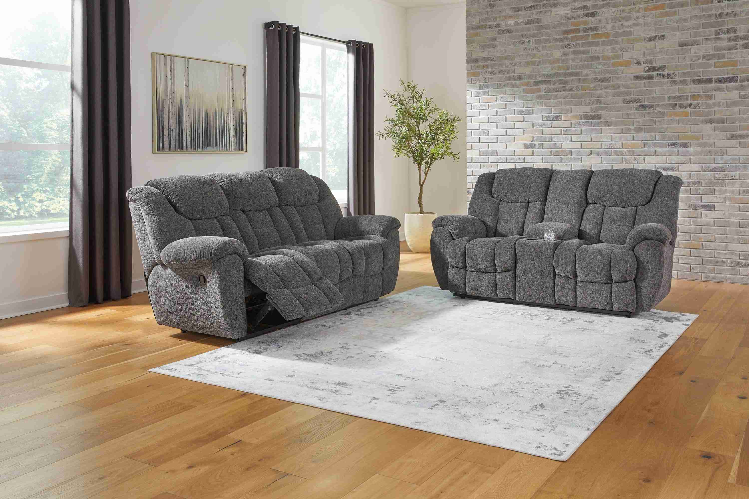 Foreside Charcoal Sofa and Loveseat - Image 2