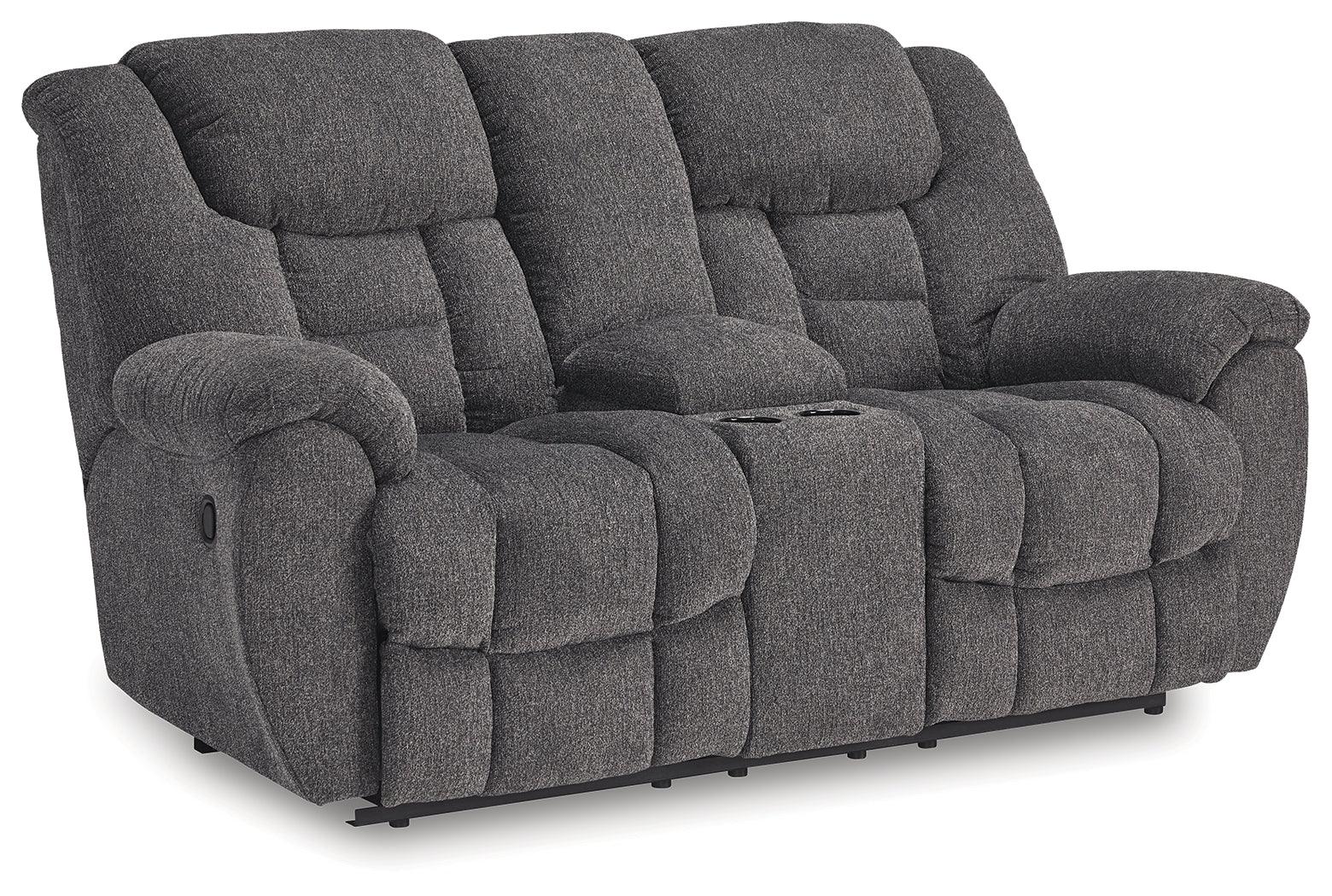 Foreside Charcoal Performance Fabric,Next-Gen Nuvella™ Reclining Loveseat with Console - Image 2