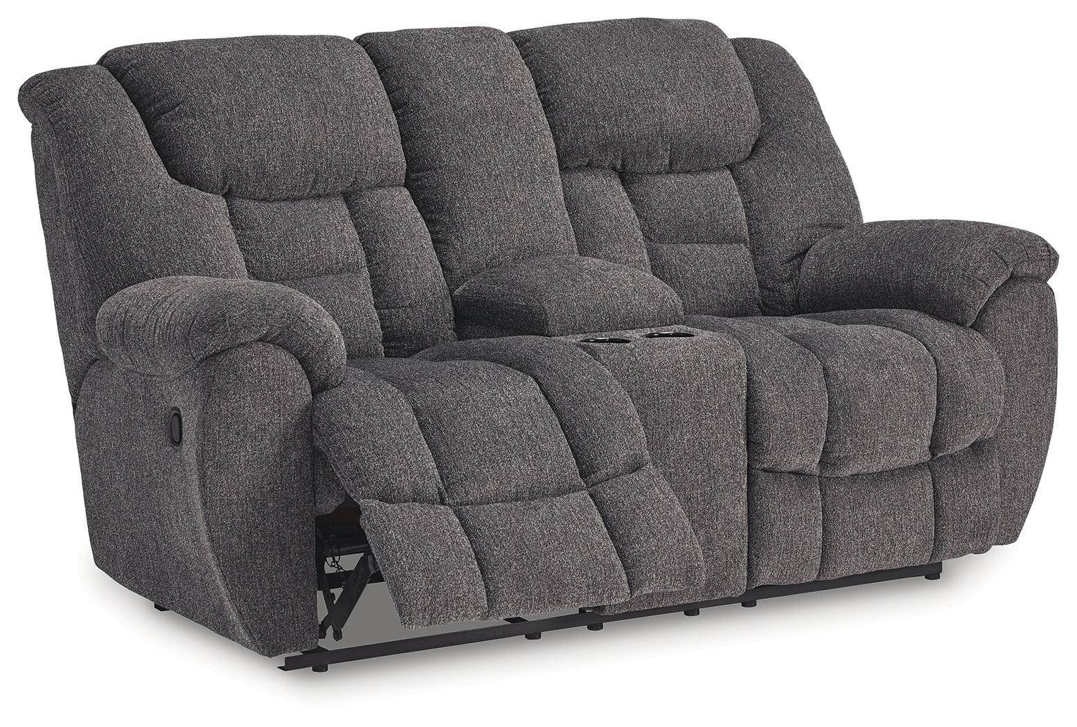Foreside Charcoal Performance Fabric,Next-Gen Nuvella™ Reclining Loveseat with Console - Image 3