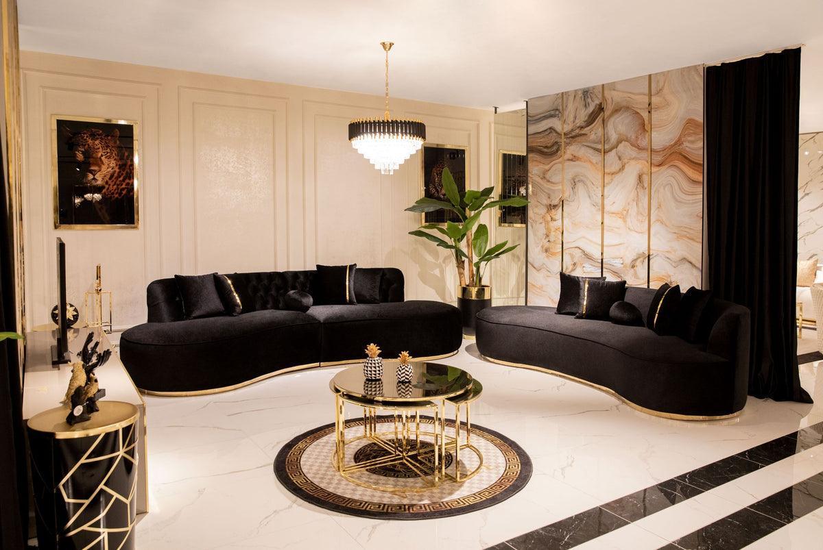 Sophia Black Velvet Curved Sectional - Image 2