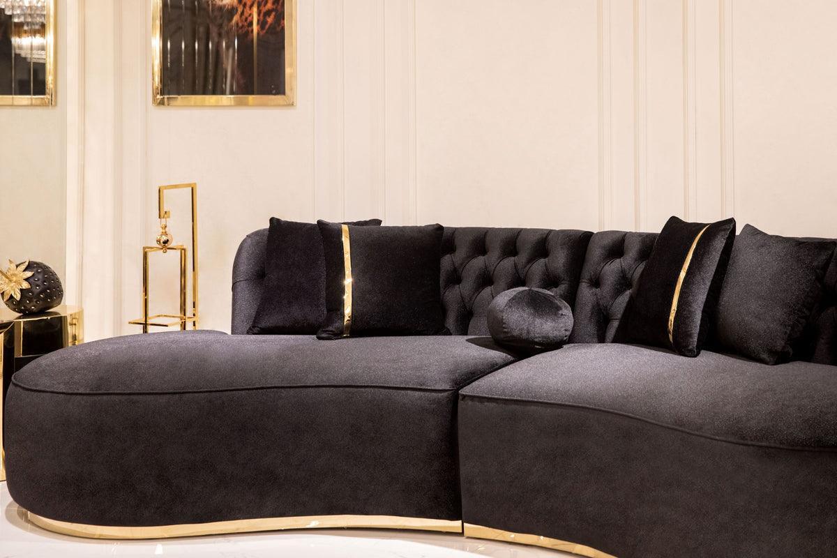 Sophia Black Velvet Curved Sectional - Image 3