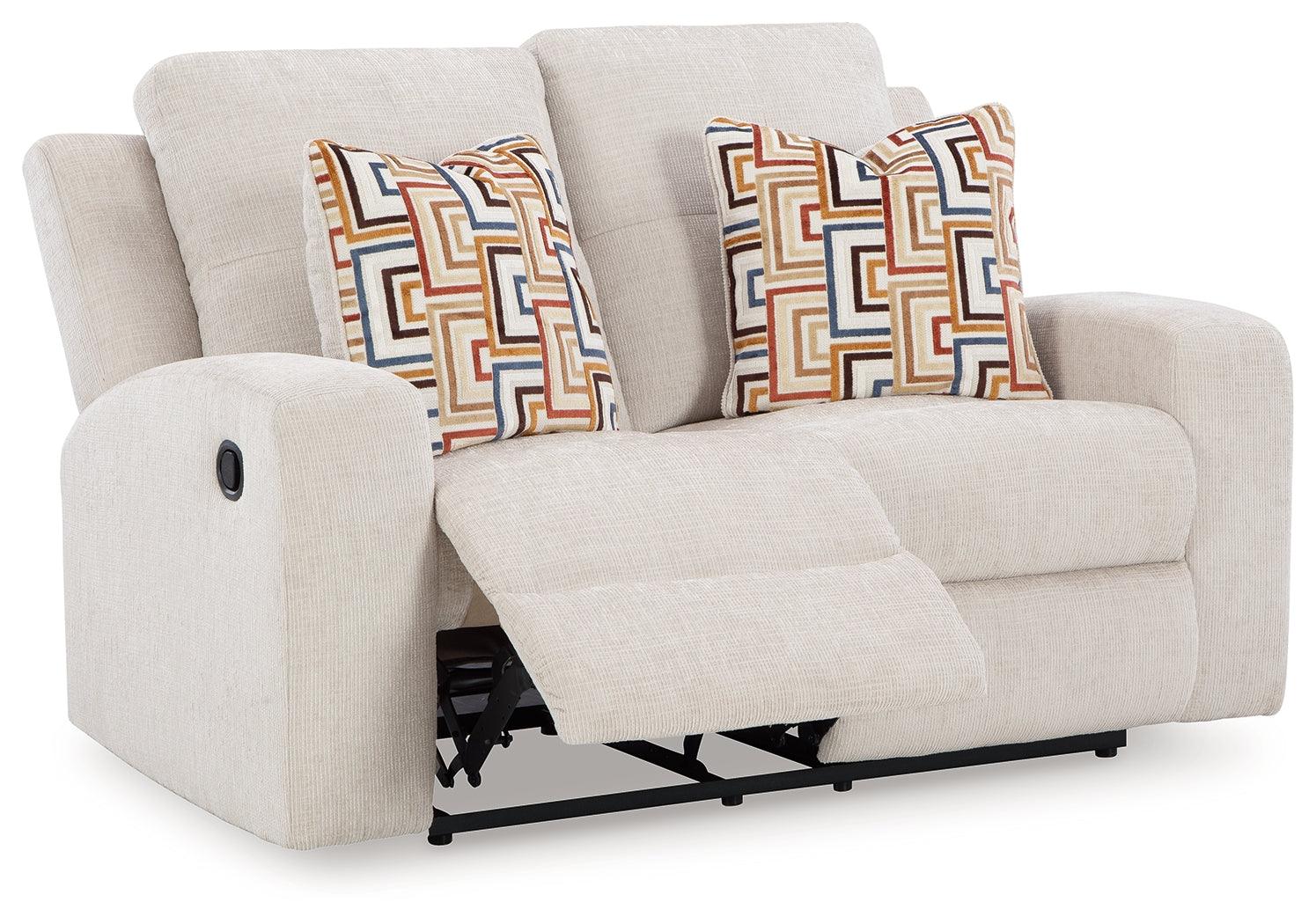 Danum Stone Chenille Reclining Loveseat - Image 3