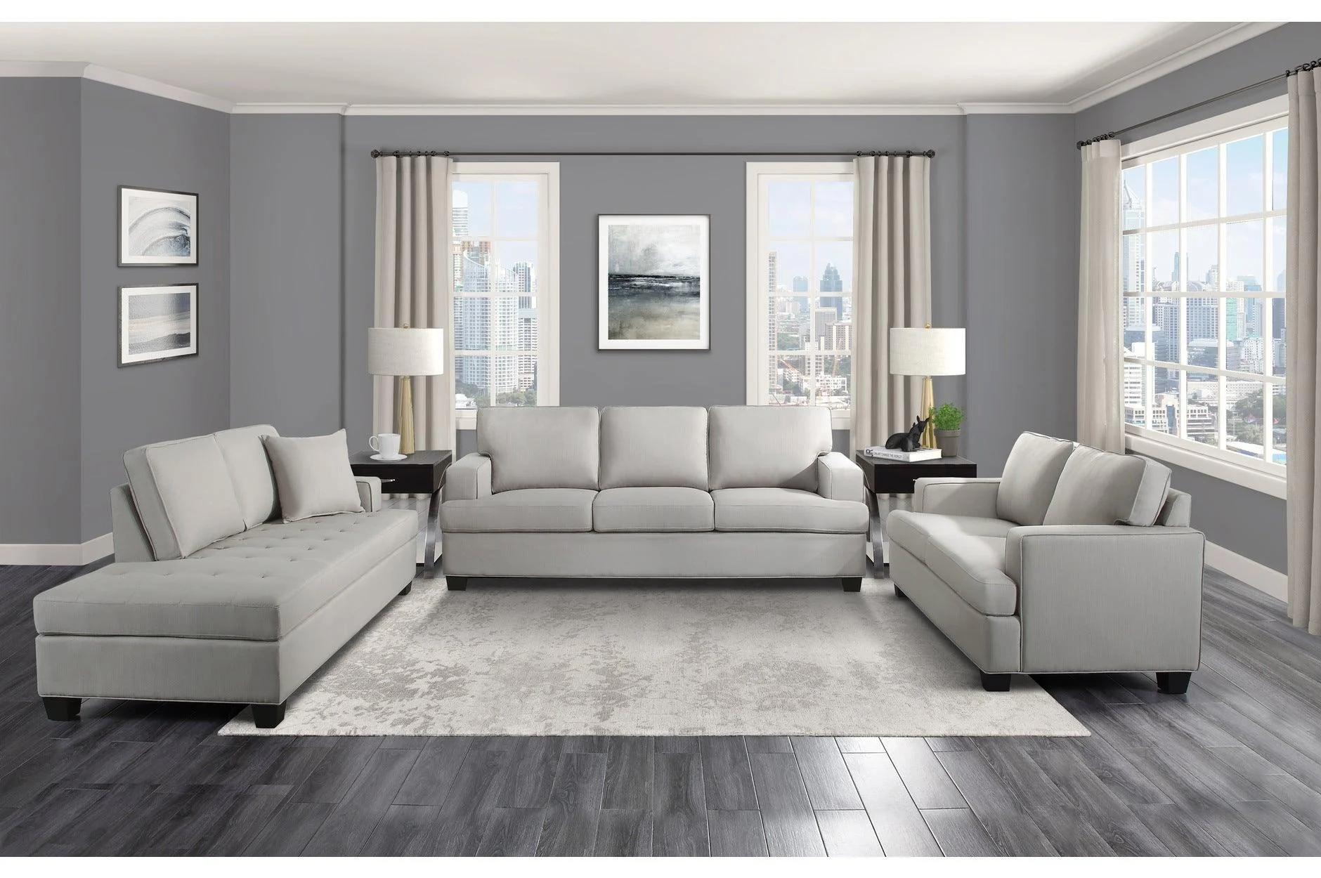 Elmont Khaki Fabric Living Room Set - Image 2