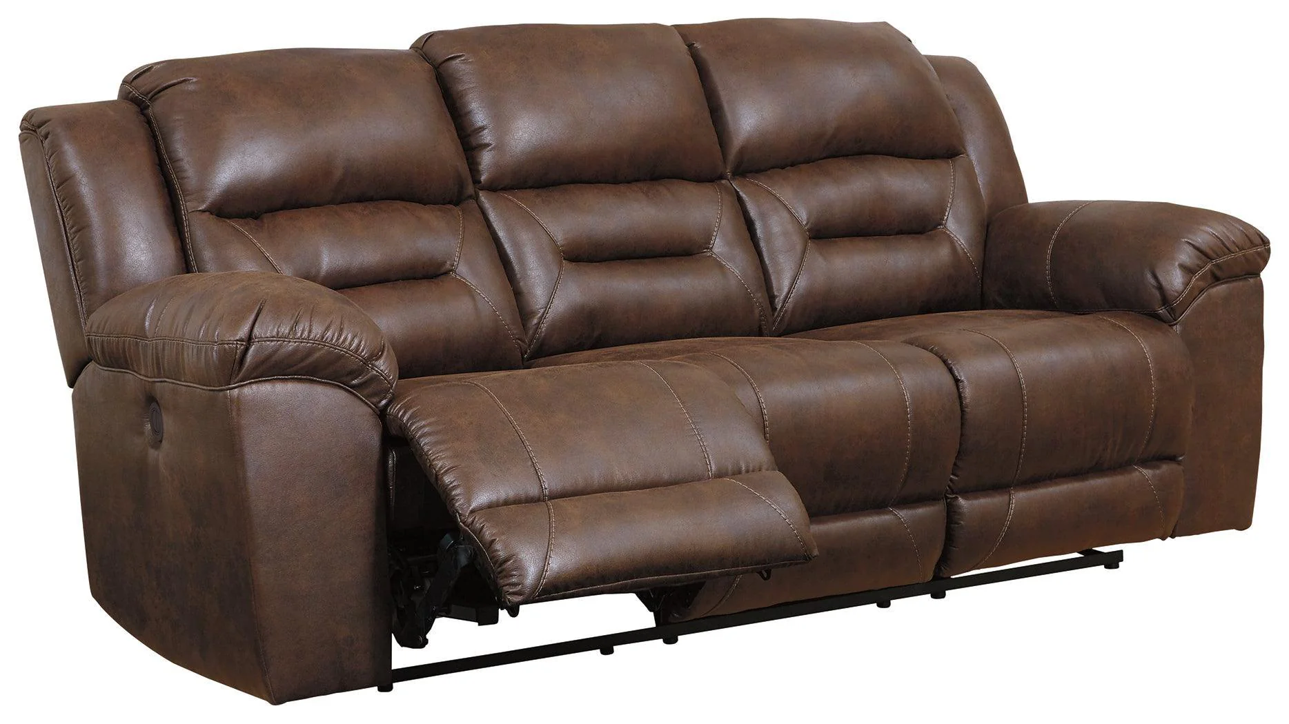Stoneland Chocolate Faux Leather Power Reclining Sofa - Image 2