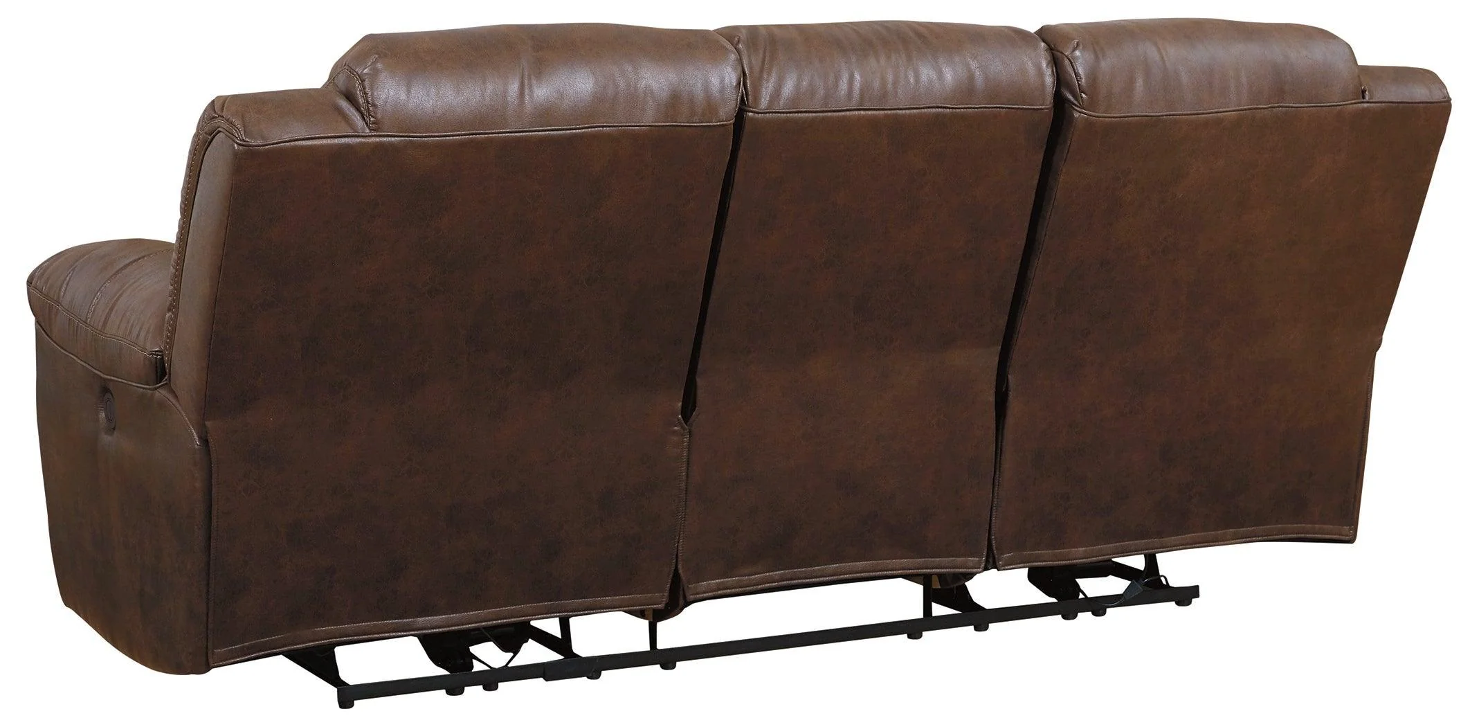 Stoneland Chocolate Faux Leather Reclining Sofa - Image 3