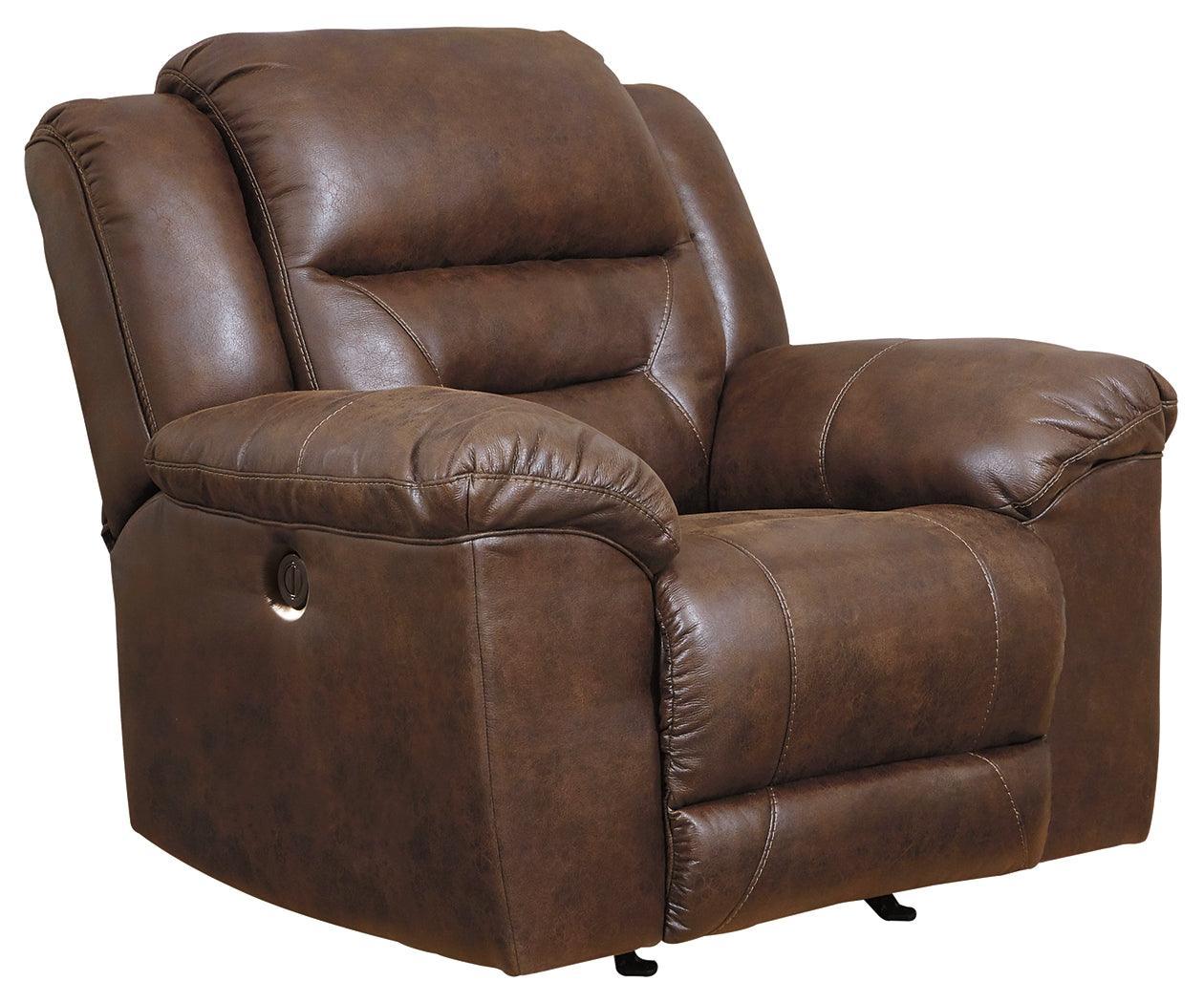 Stoneland Chocolate Faux Leather Power Recliner - Image 2