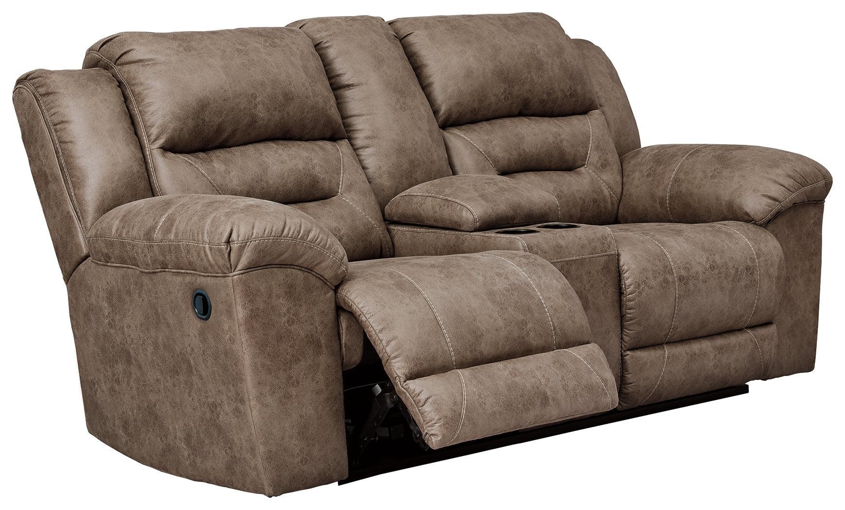 Stoneland Fossil Faux Leather Reclining Loveseat With Console - Image 3