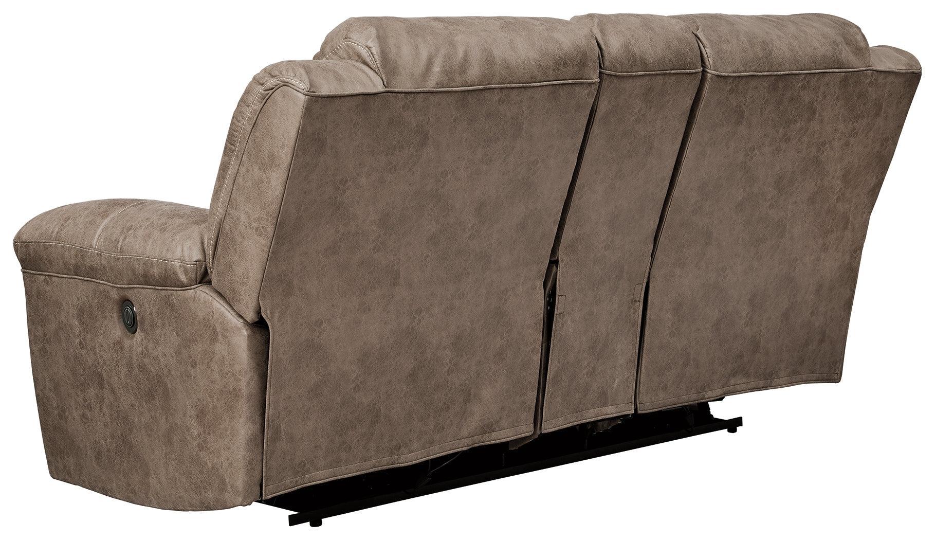 Stoneland Fossil Faux Leather Power Reclining Loveseat With Console - Image 3