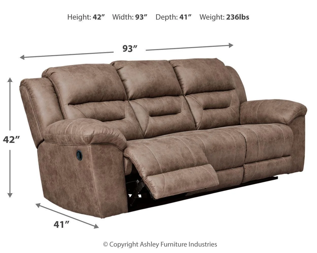 Stoneland Fossil Faux Leather Reclining Sofa - Image 2