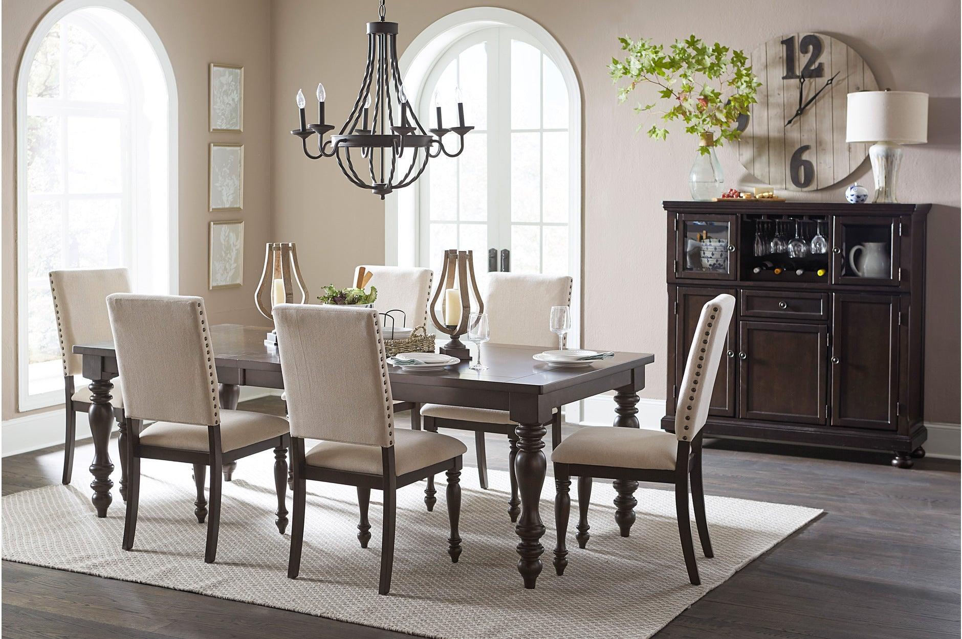 Begonia Gray Brown Fabric Rectangular Dining Room Set - Image 1