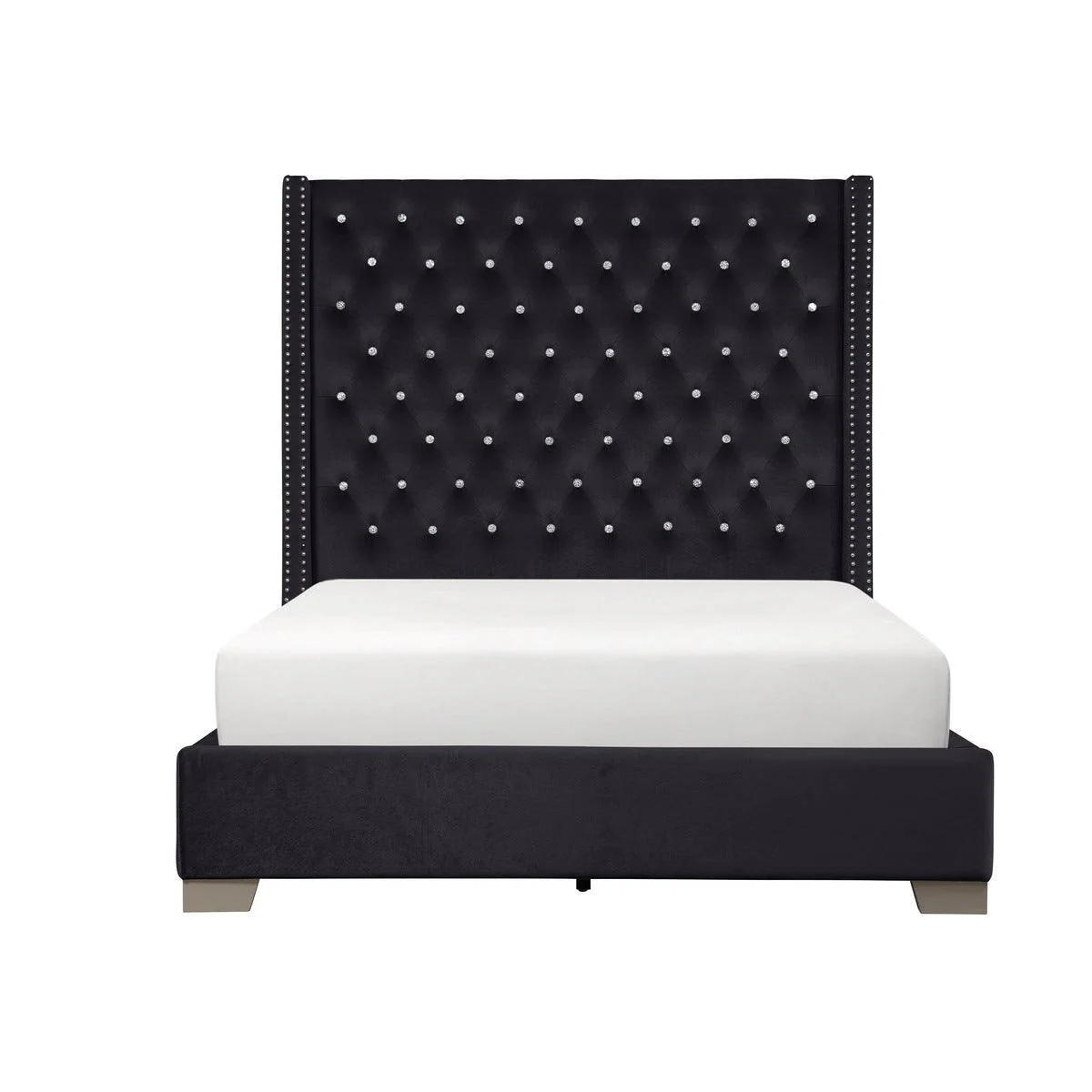 Jacklyn Black Faux Leather Tufted Panel King Bed - Image 1