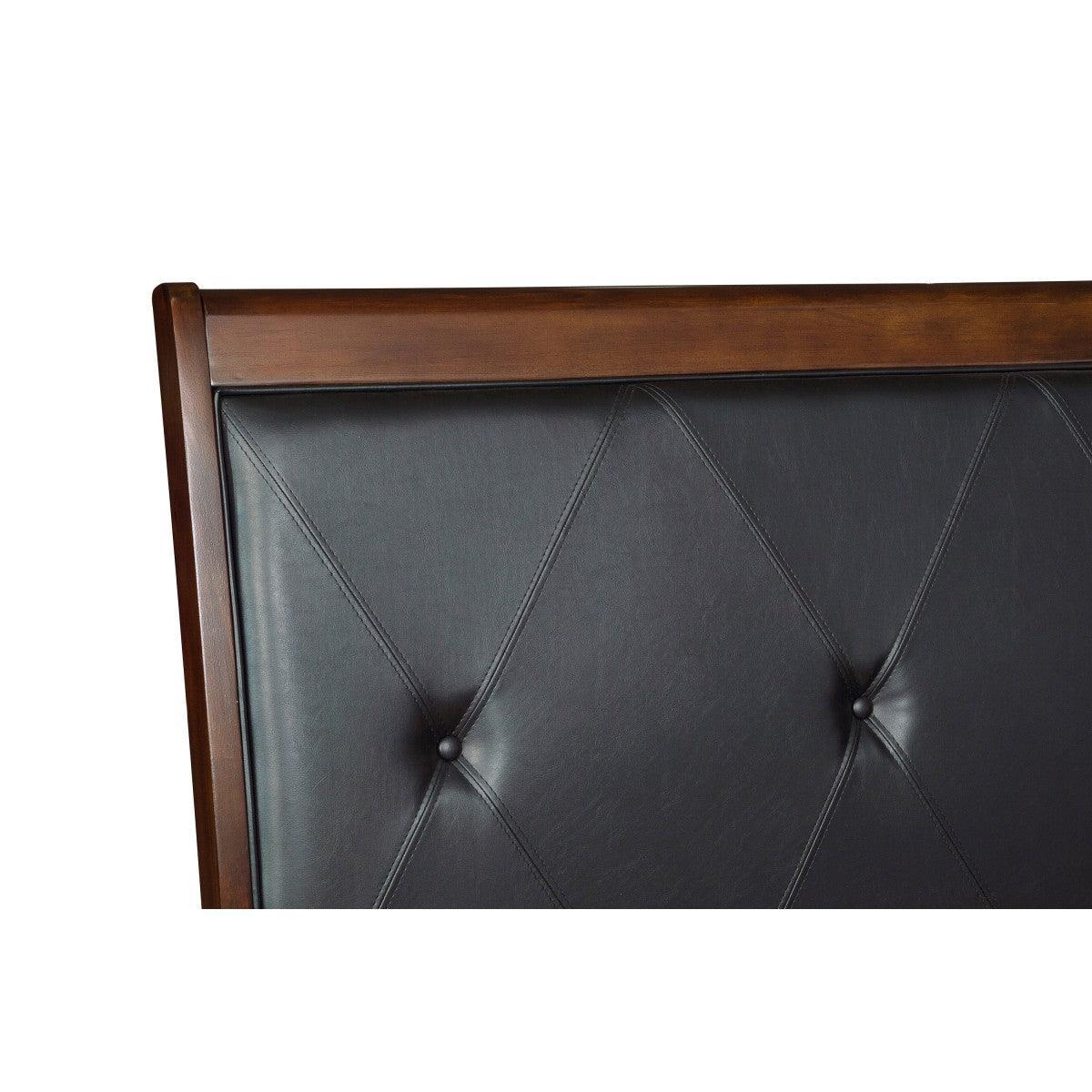 Cotterill Dark Cherry Faux Leather Tufted Panel Queen Bed - Image 3