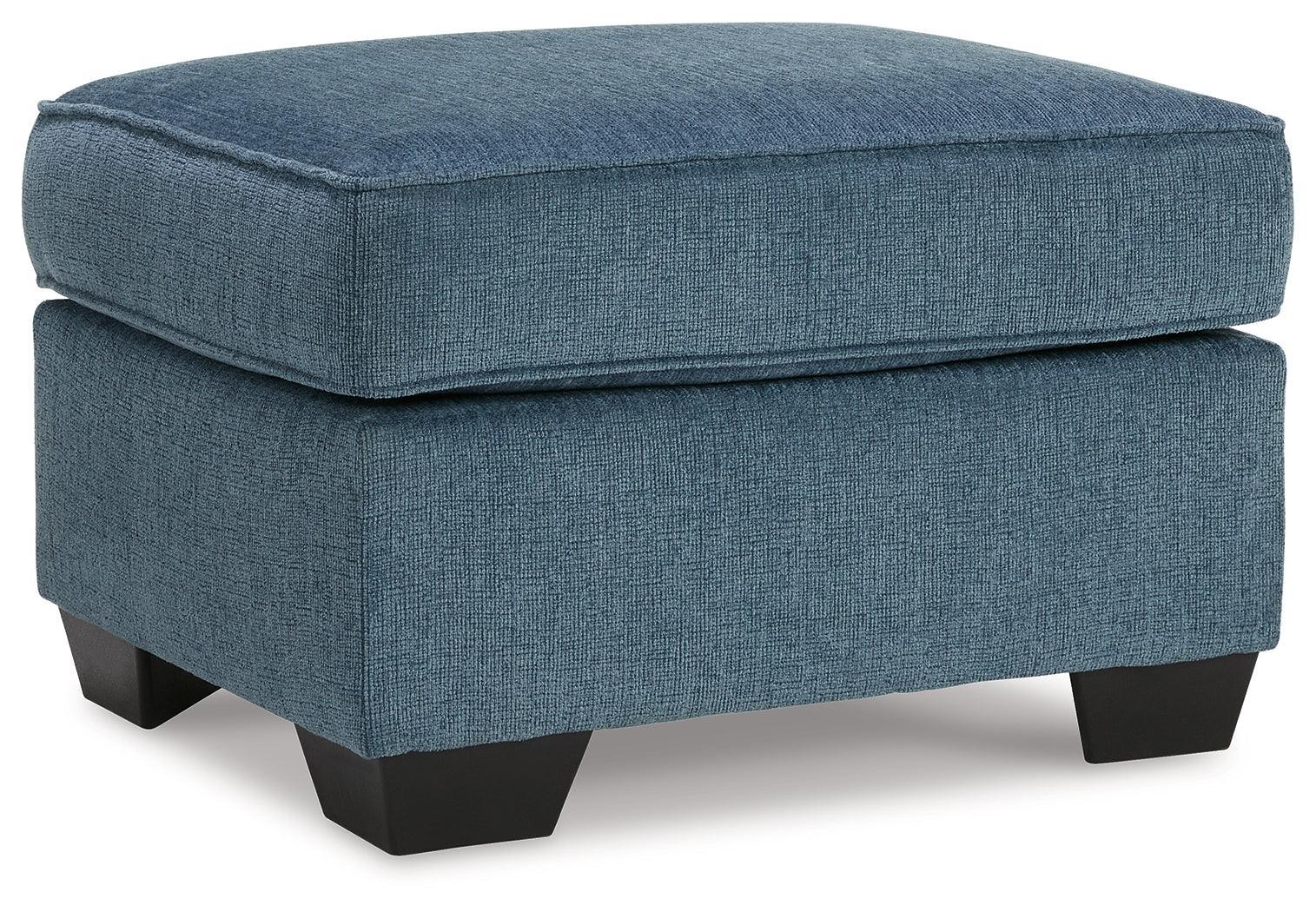 Cashton Blue Chenille Ottoman - Image 2
