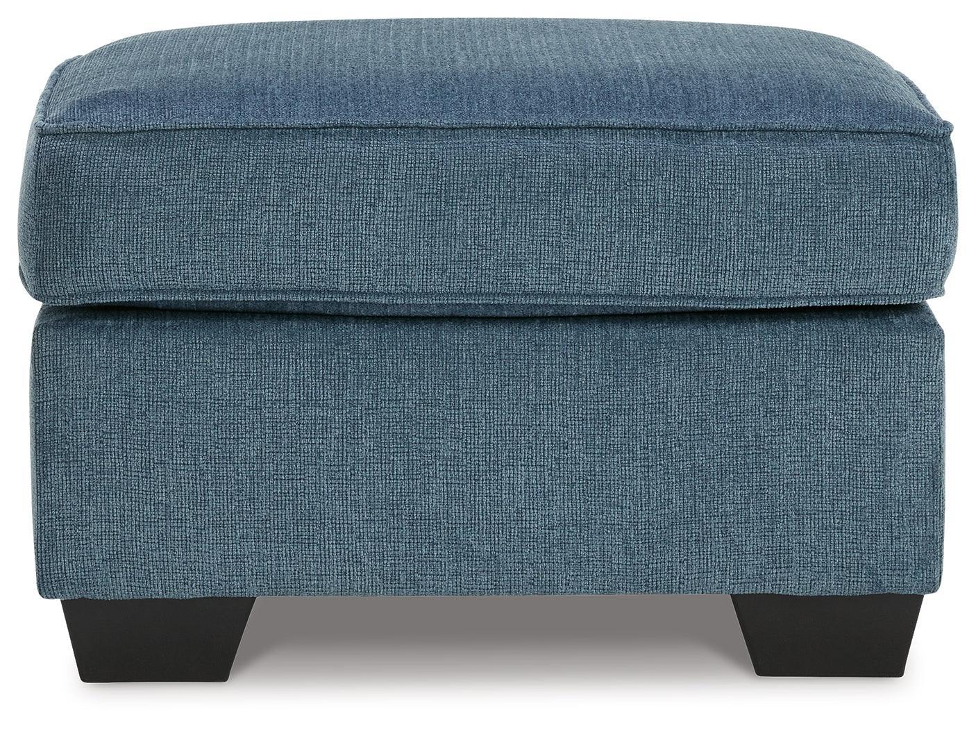 Cashton Blue Chenille Ottoman - Image 3