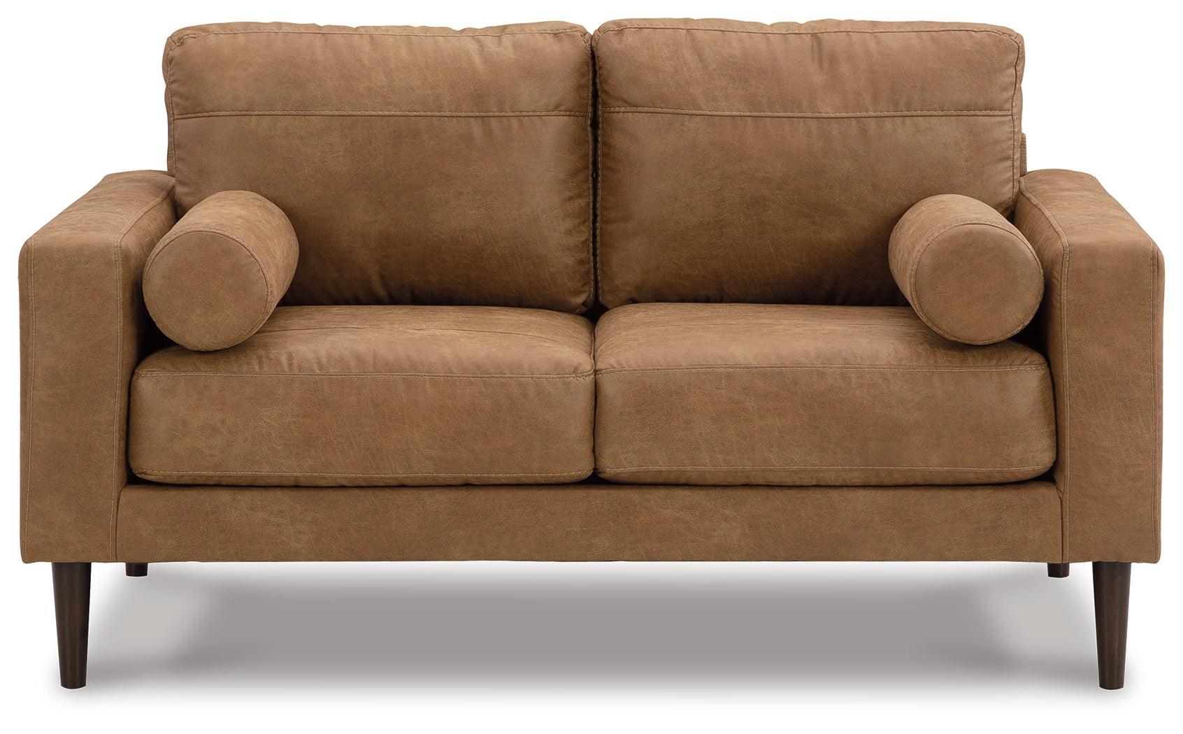 Telora Caramel Microfiber Loveseat - Image 3