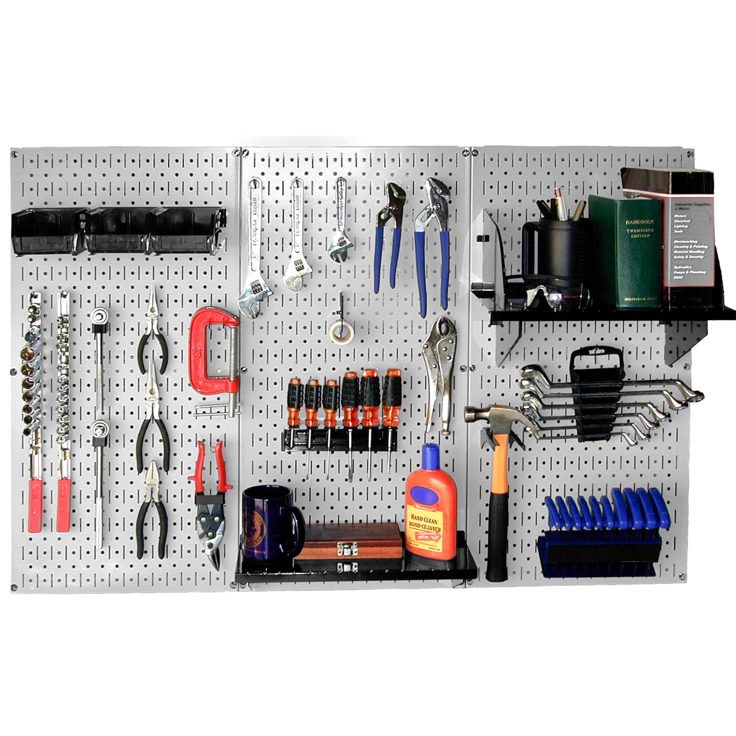 Steel Pegboard, Standard Workbench Kit in Gray with Black Accessories - Image 1