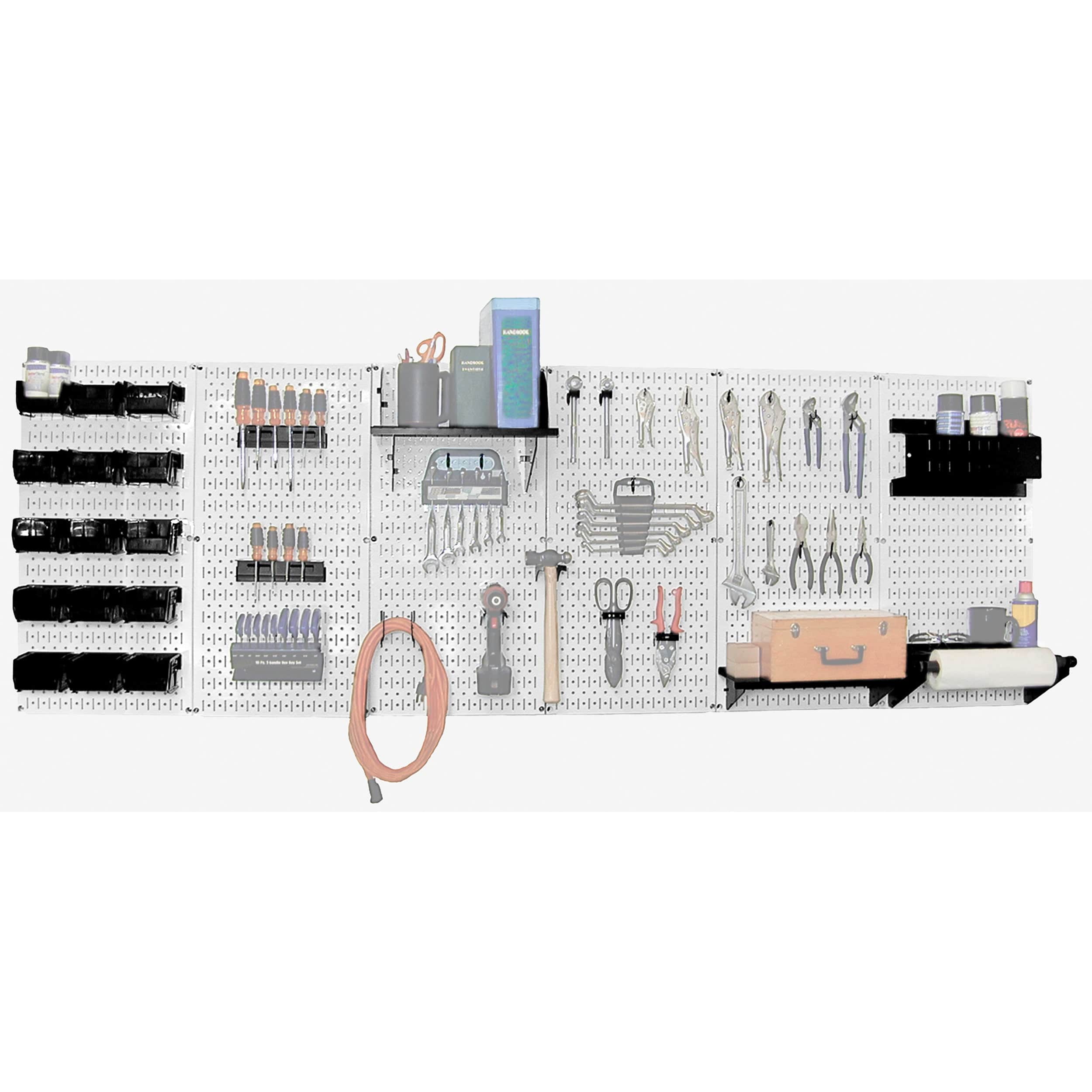 Steel Pegboard Master Workbench Kit – White with Black Accessories – 8′ Coverage