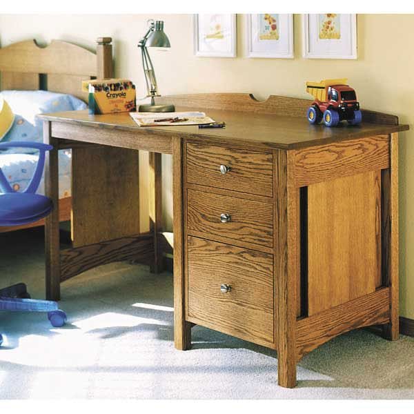 Woodworking Project Paper Plan to Build Kid's Oak Desk - Image 1