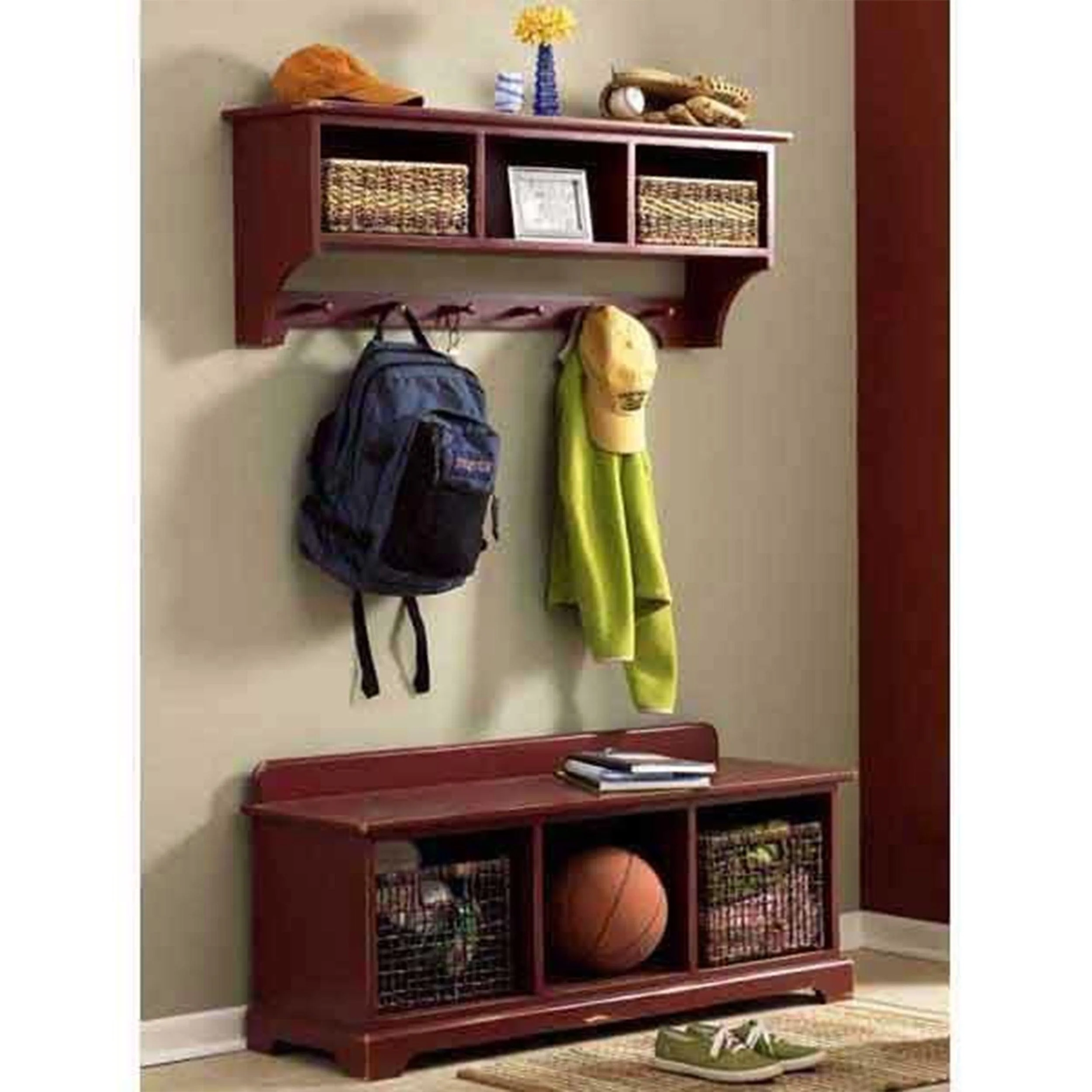 Downloadable Woodworking Project Plan to Build Entry-Area Storage Bench & Wall Shelf - Image 1