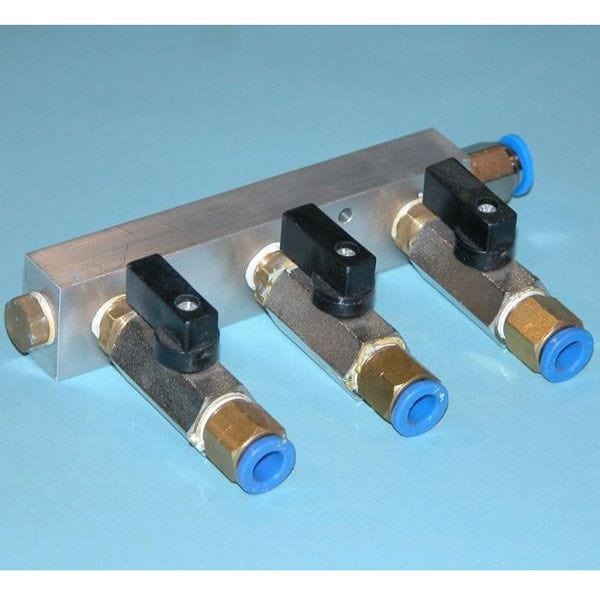 3-Port Manifold for Vacuum Pump, Billet Aluminum, Anodized 1/4″ NPT