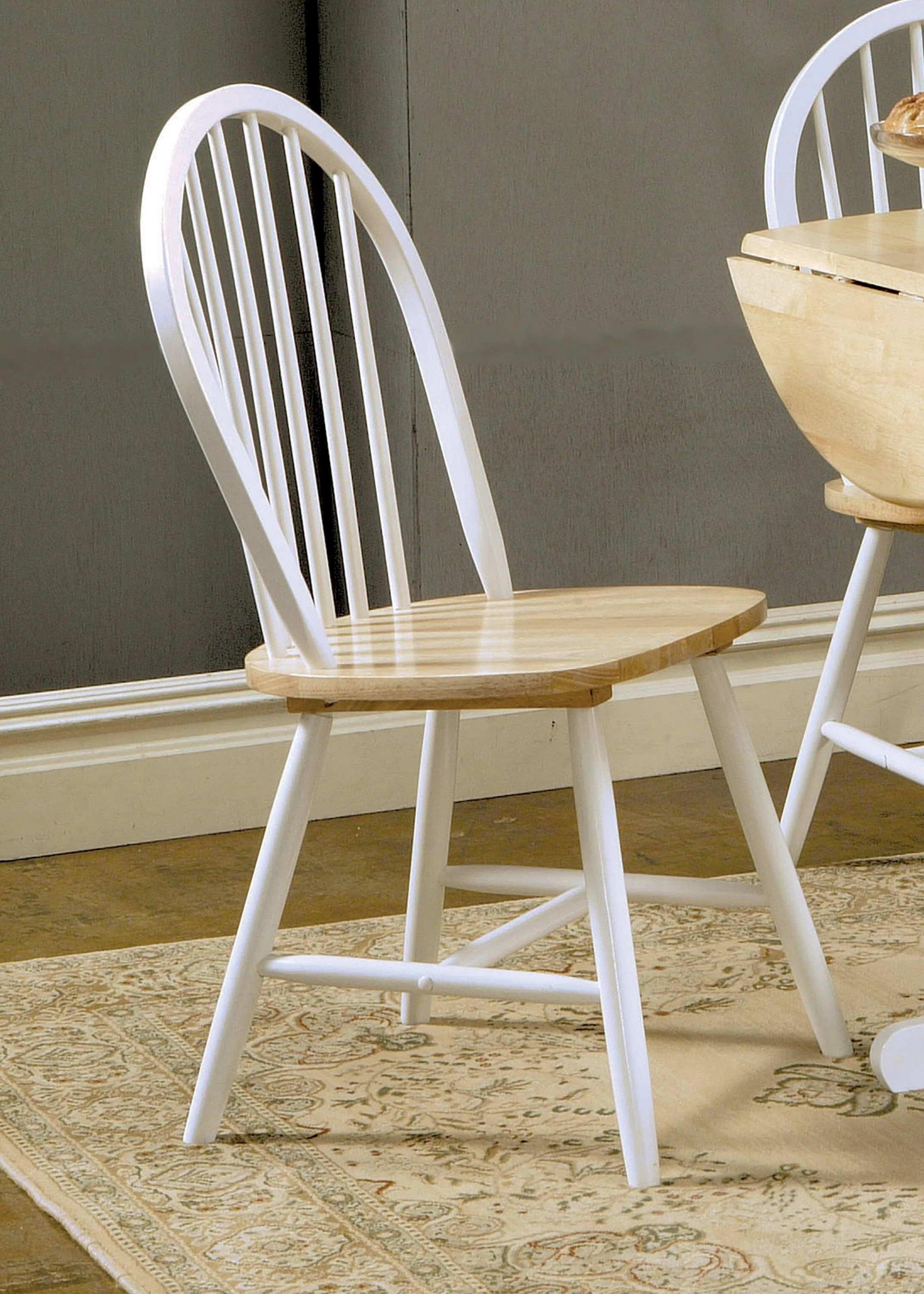 Allison Drop Leaf Round Dining Table Natural Brown White - Image 3