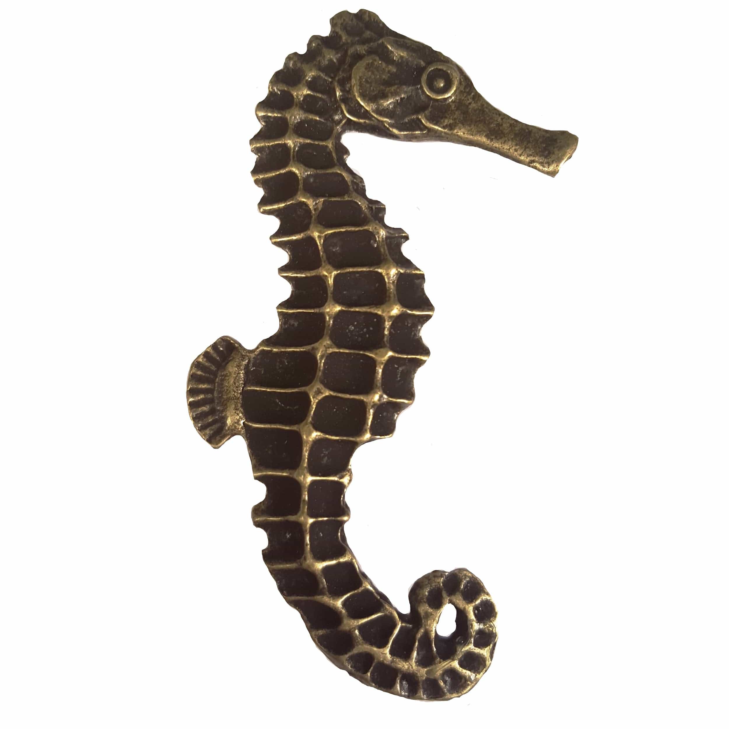 Large Seahorse Pull, Right, Antique Brass, Model 234AB - Image 1