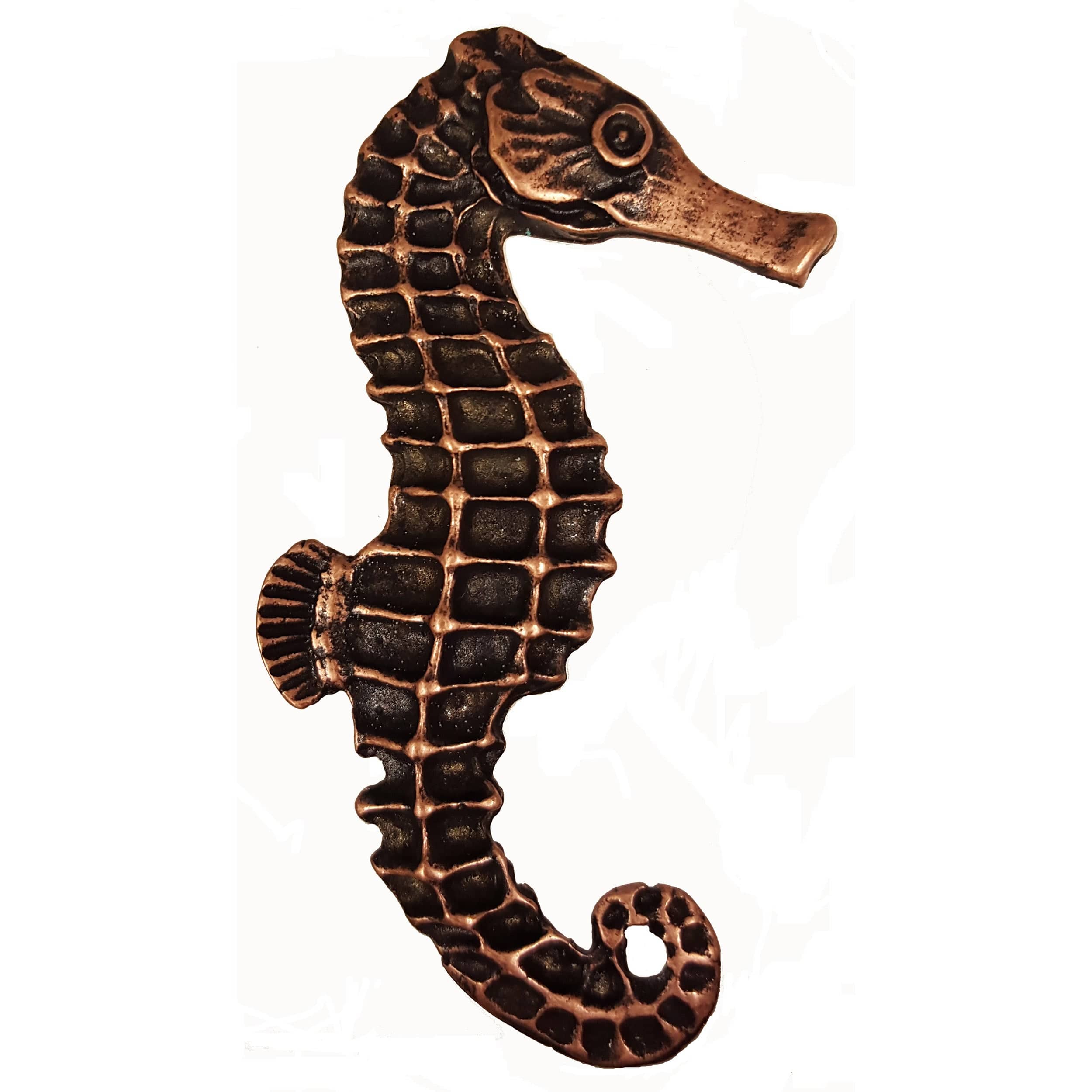 Large Seahorse Knob, Right, Antique Copper, Model 234AC - Image 1