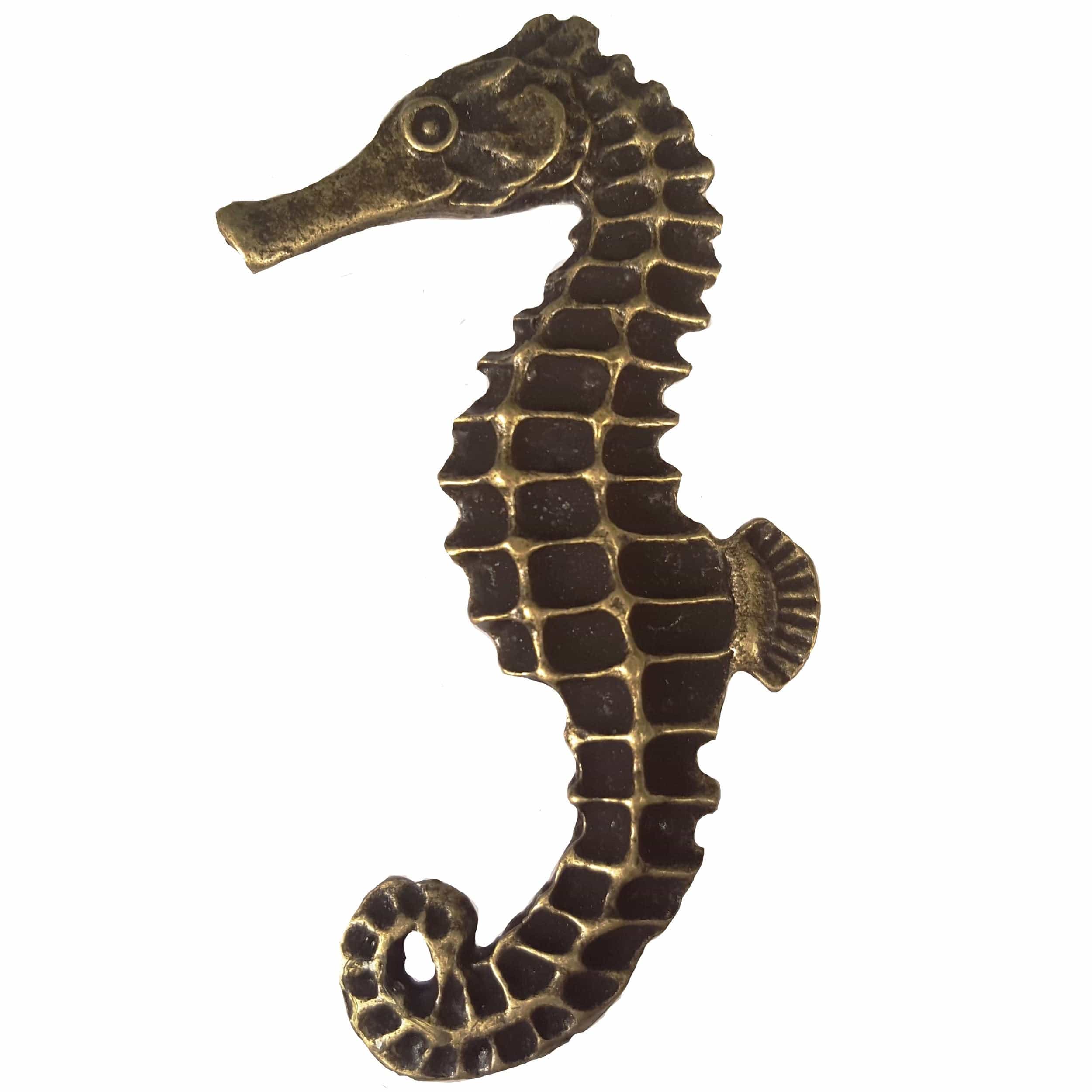 Large Seahorse Knob, Left, Antique Brass, Model 235AB - Image 1