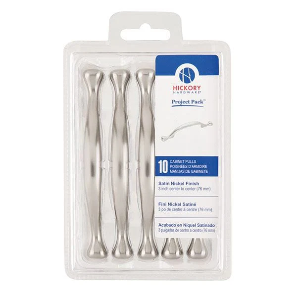 3″ Conquest Cabinet Pull Project Pack, Satin Nickel, 10 pieces