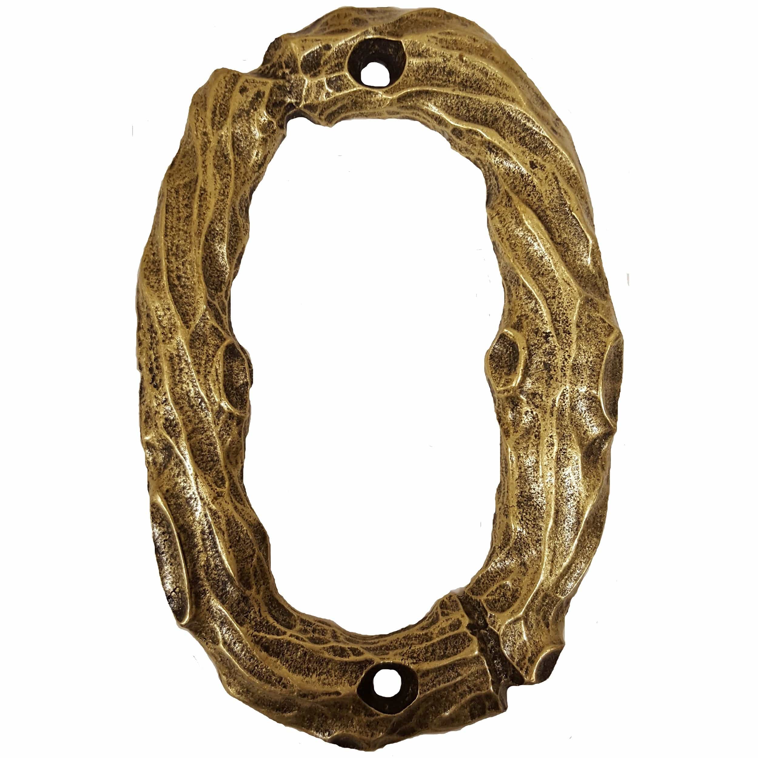 LHN0-AB Log House Number Zero, Antique Brass, 1 piece - Image 1