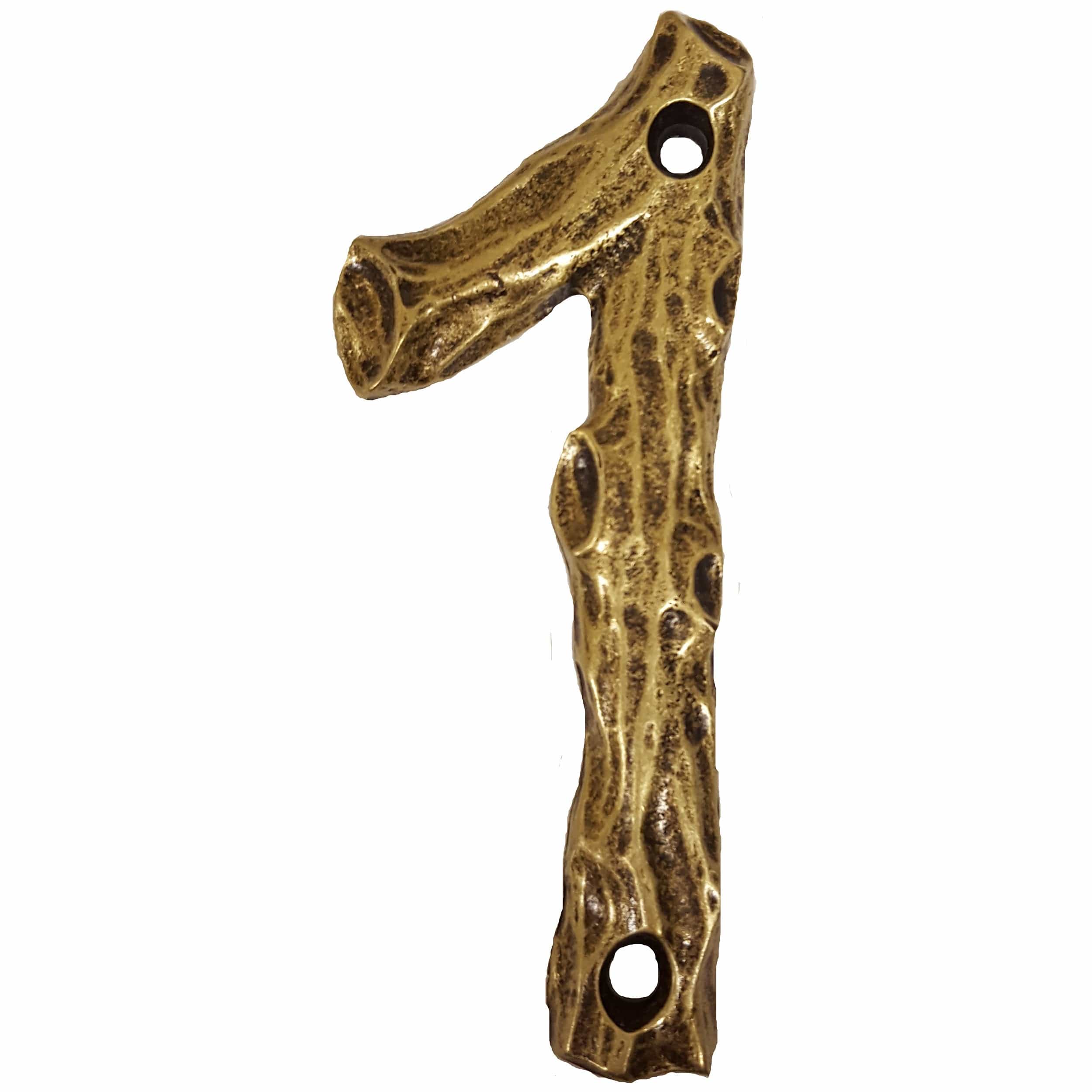 LHN1-AB Log House Number 1, Antique Brass, 1 piece - Image 1