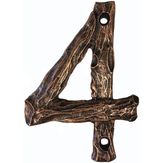 LHN4-AC Log House Number 4, Antique Copper, 1 piece - Image 1