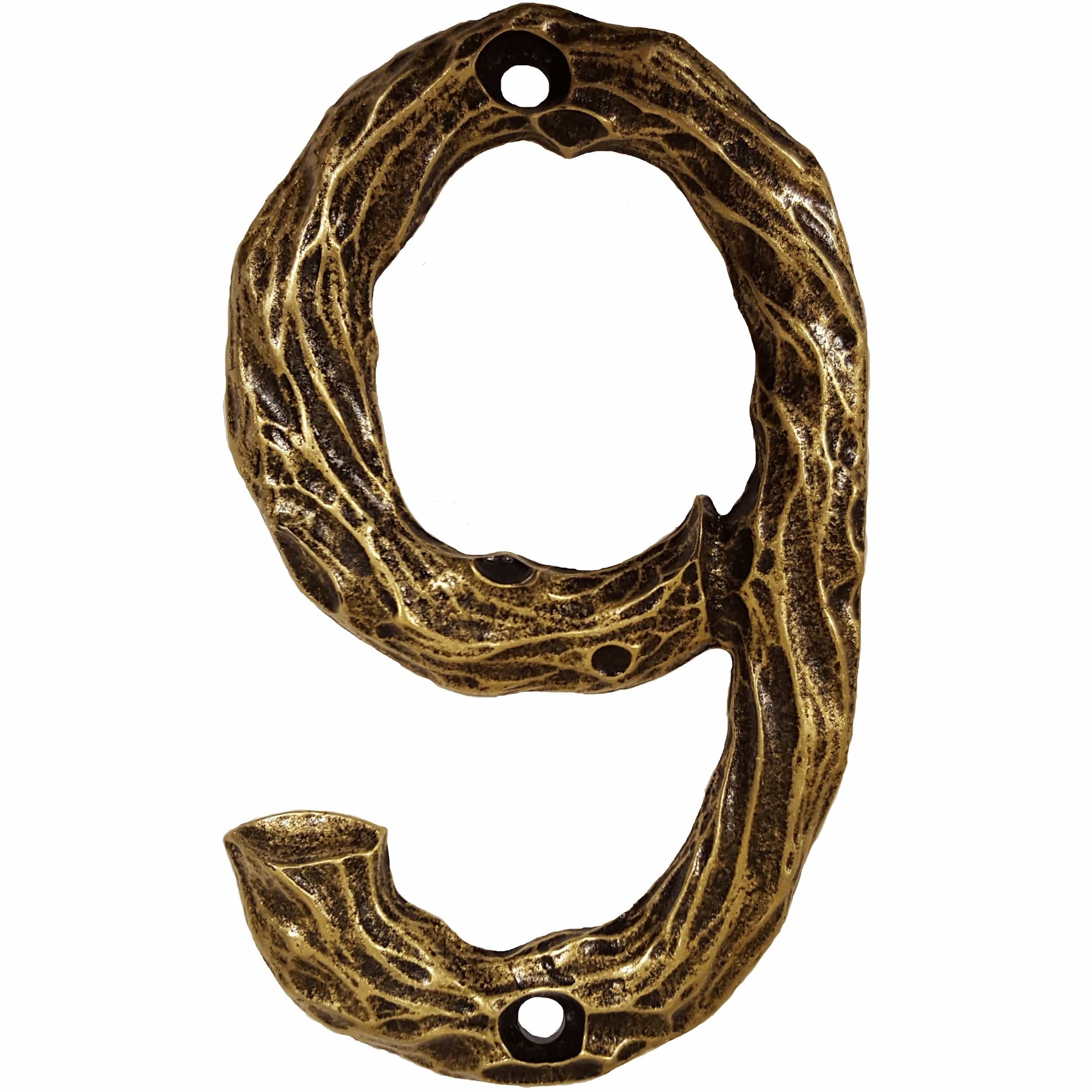 LHN9-AB Log House Number 9, Antique Brass, 1 piece - Image 1
