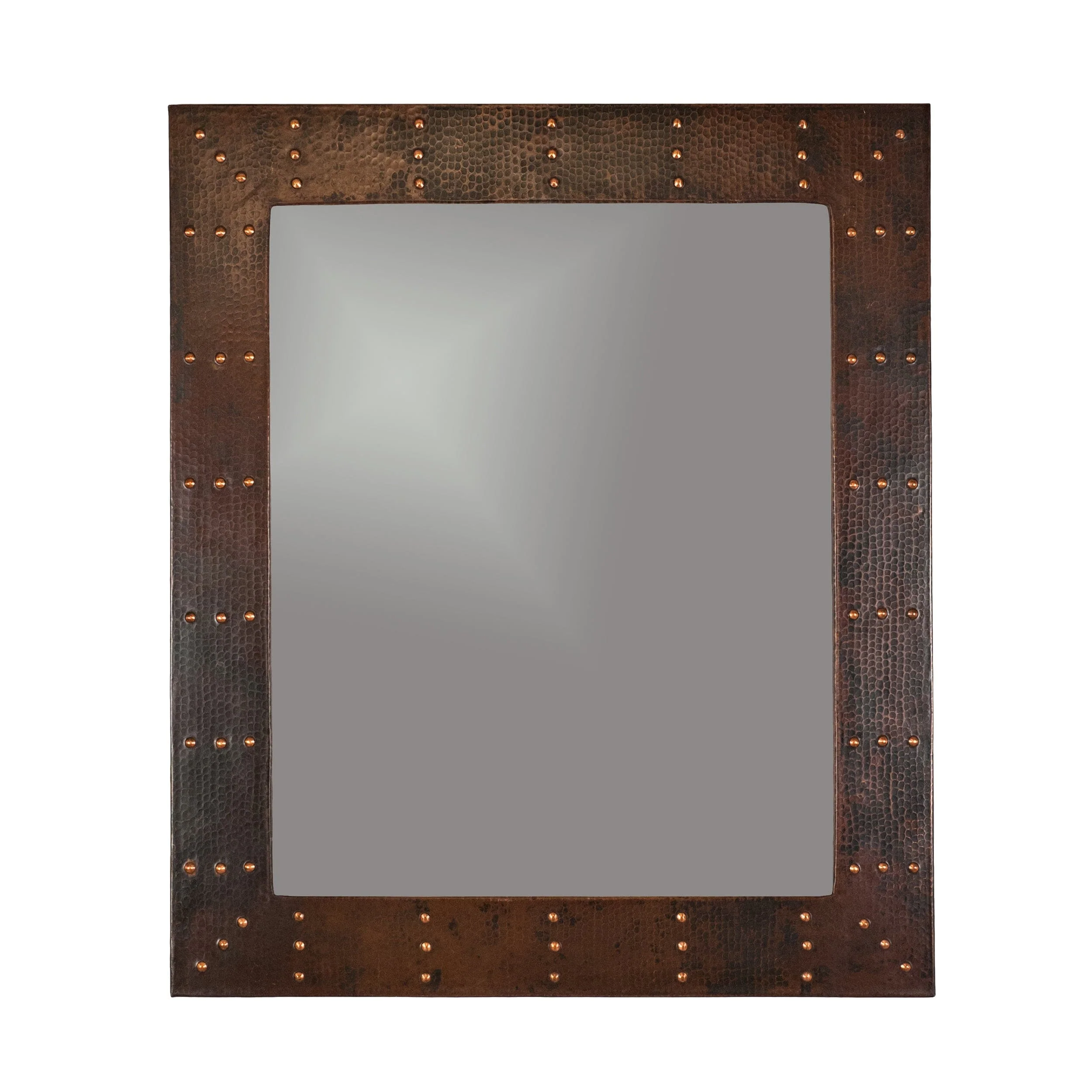 36″ Hand Hammered Rectangle Mirror with Hand Forged Rivets