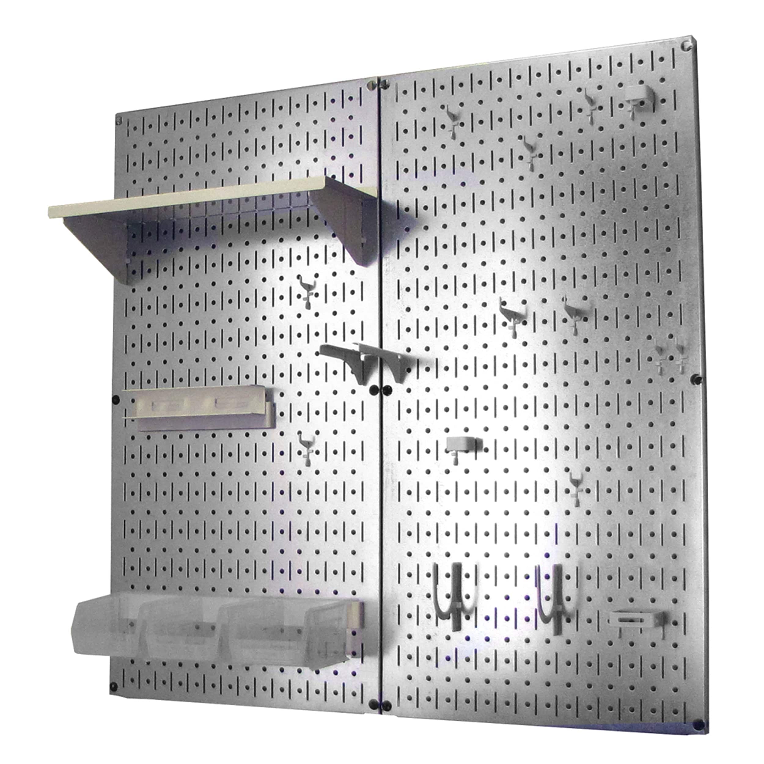 Metal Pegboard Utility Tool Storage Kit - Galvanized Steel Pegboard & White Accessories - Image 1