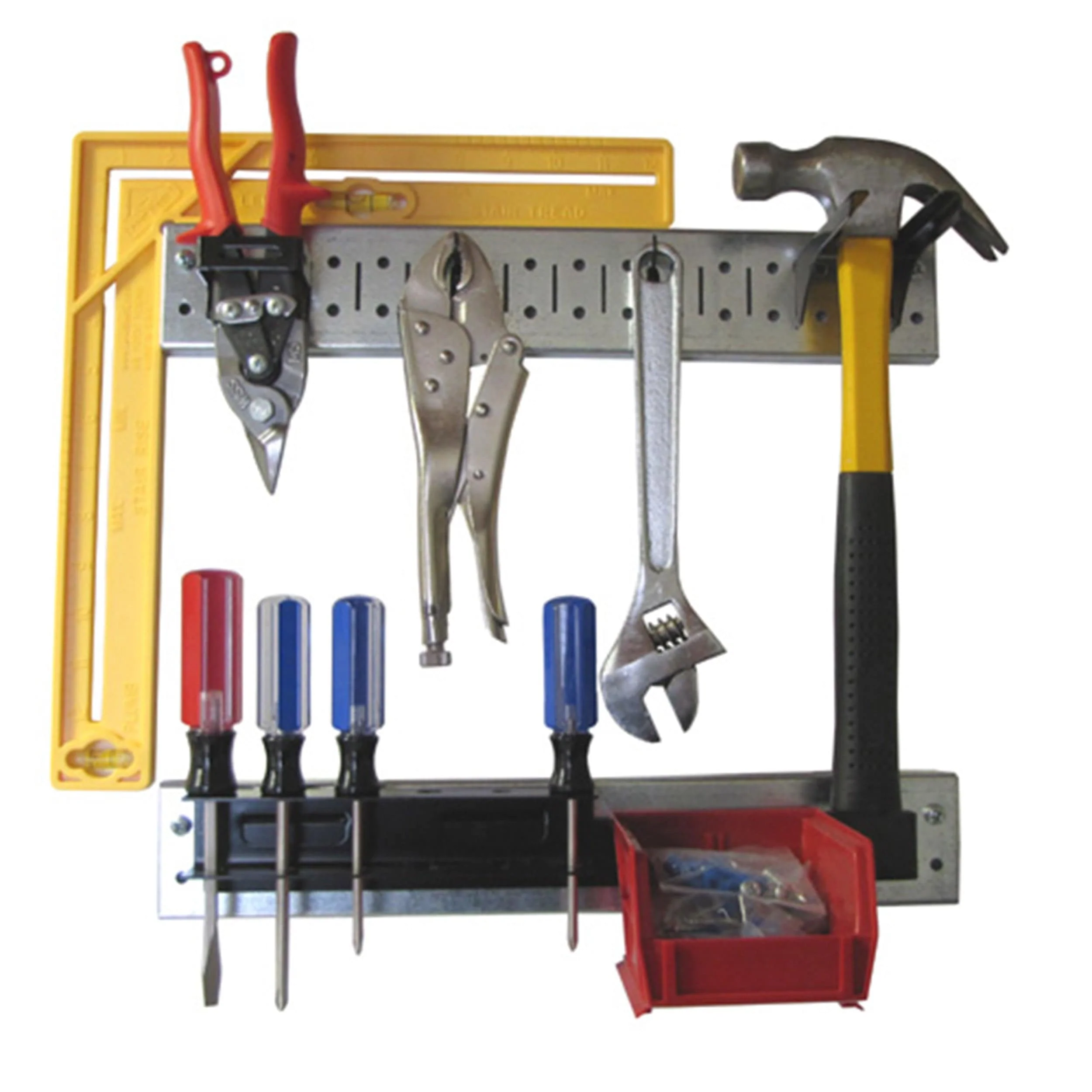 Tool Organizer Pegboard Strip Galvanized Metallic Pegboard Strip with Black Accessories - Image 1
