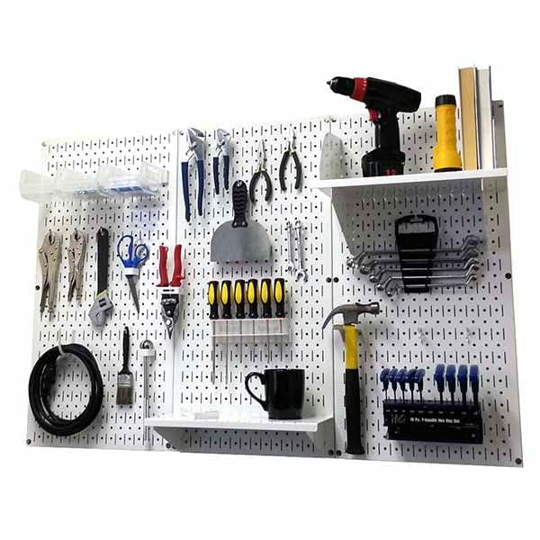 4' Metal Pegboard Standard Tool Storage Kit - White Toolboard & White Accessories - Image 2