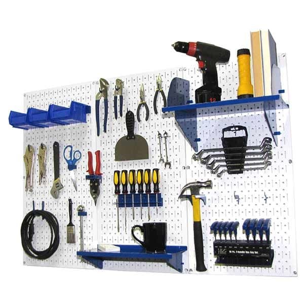4' Metal Pegboard Standard Tool Storage Kit - White Toolboard & Blue Accessories - Image 2