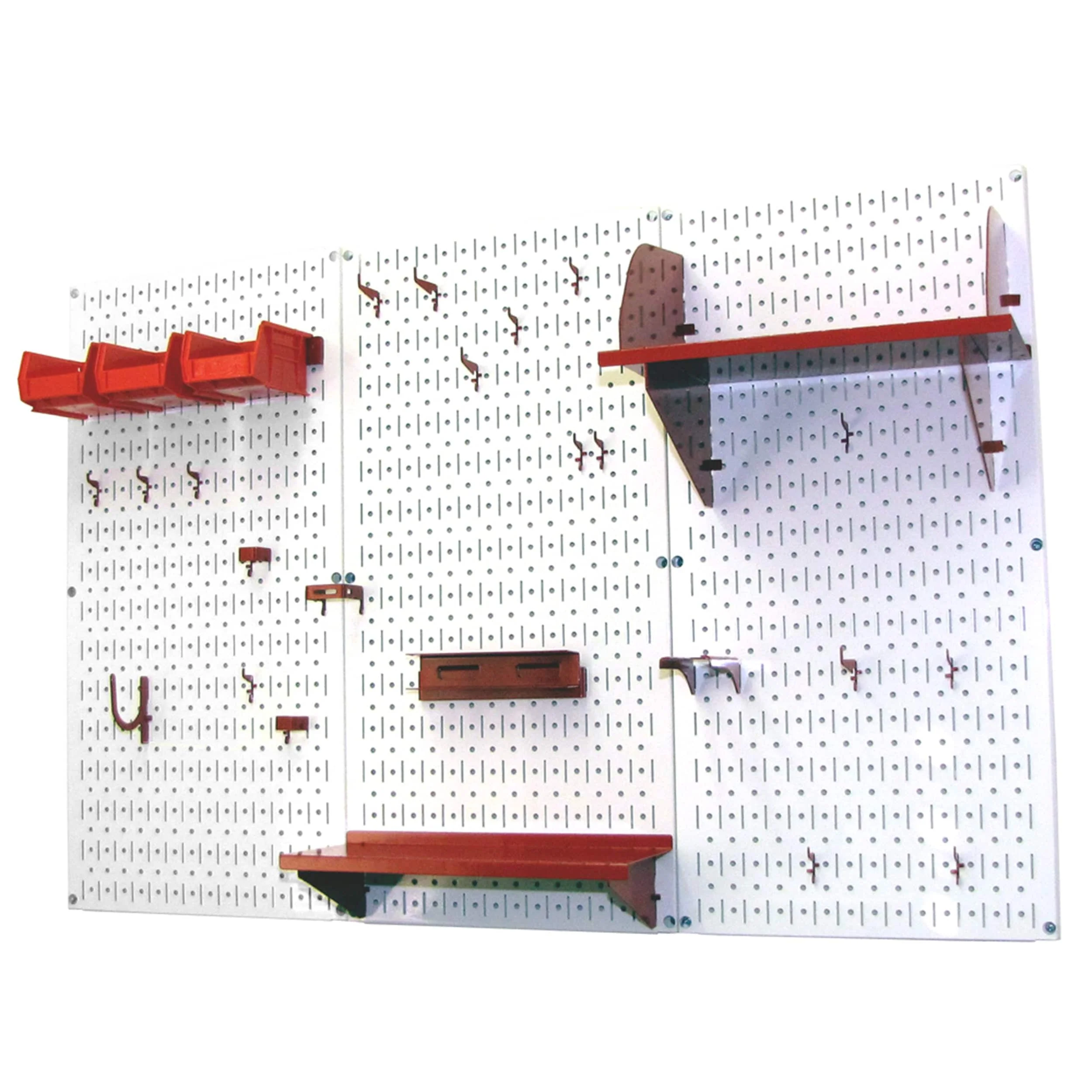 4′ Metal Pegboard Standard Tool Storage Kit – White Toolboard & Red Accessories