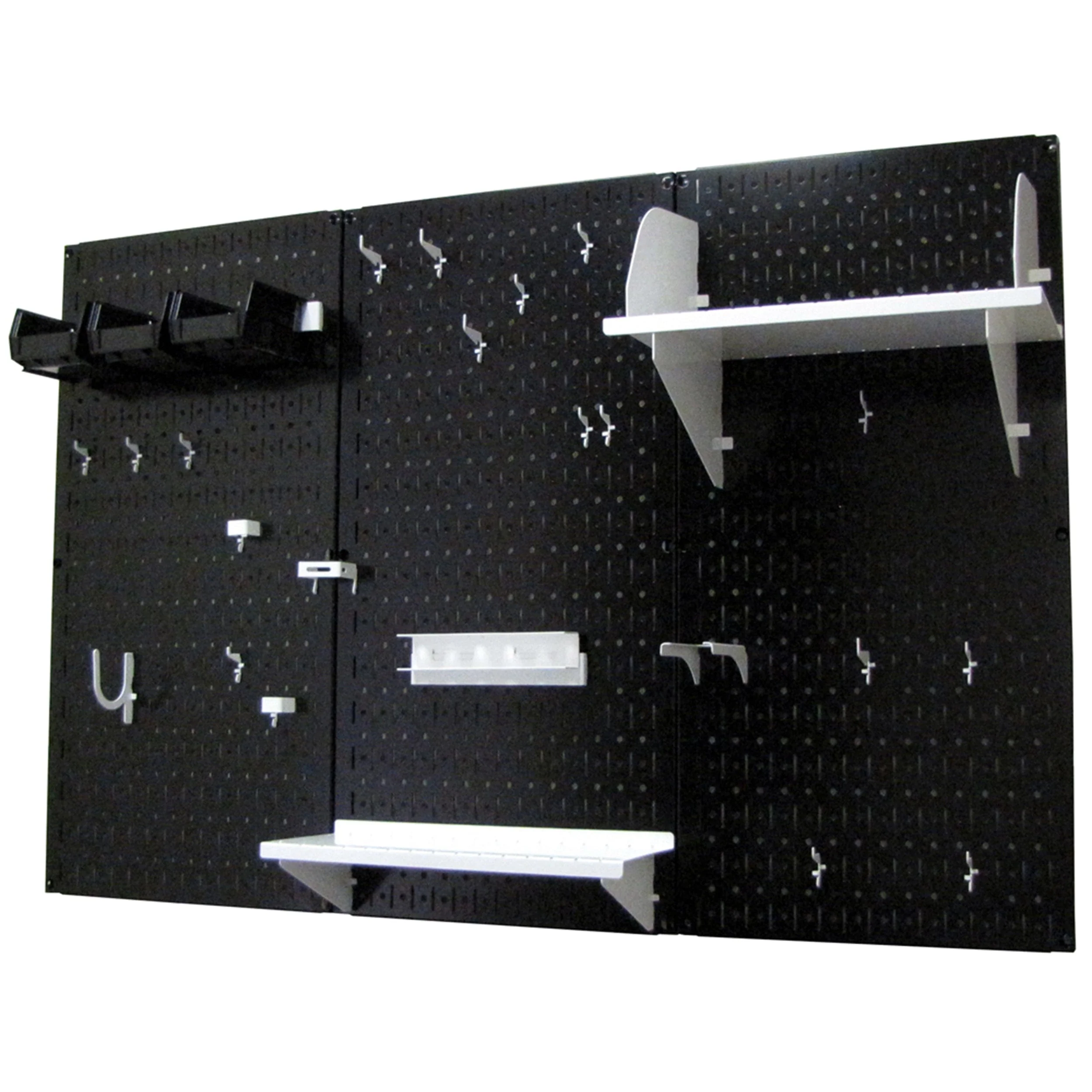 4′ Metal Pegboard Standard Tool Storage Kit – Black Toolboard & White Accessories