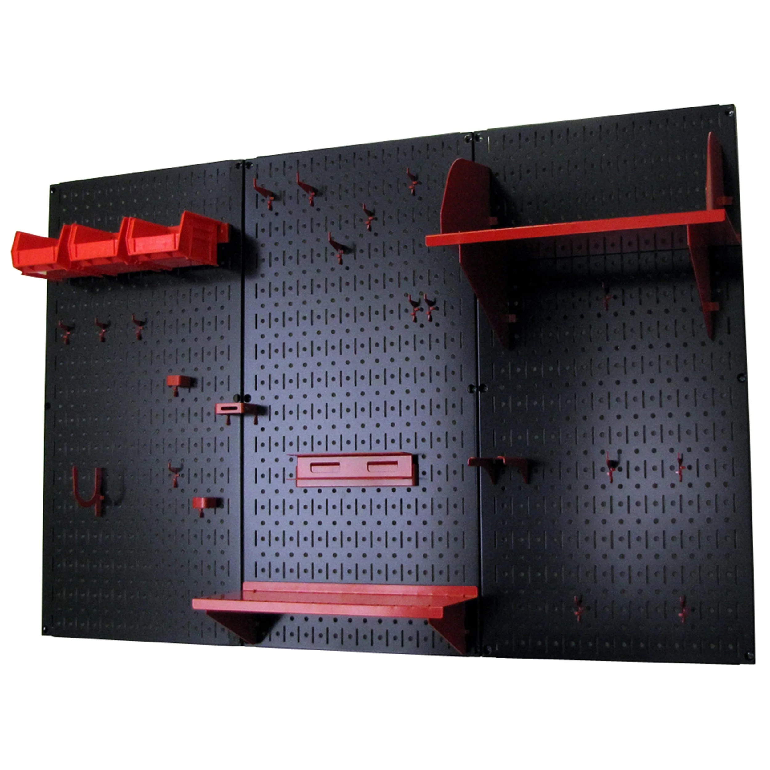 4′ Metal Pegboard Standard Tool Storage Kit – Black Toolboard & Red Accessories