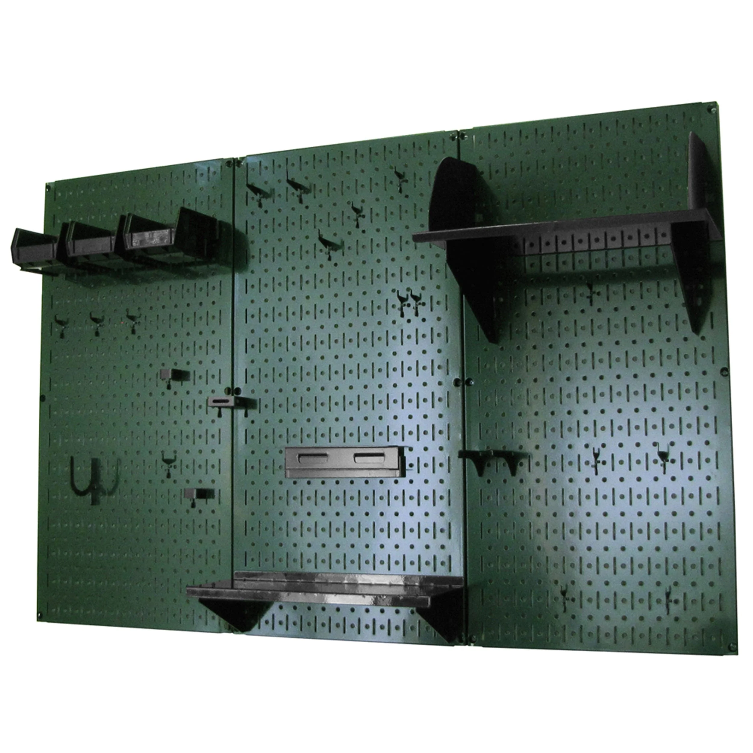 4′ Metal Pegboard Standard Tool Storage Kit – Green Toolboard & Black Accessories