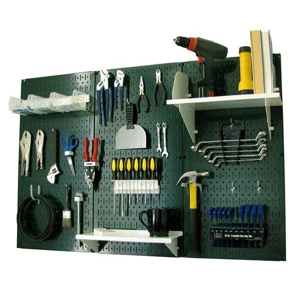 4' Metal Pegboard Standard Tool Storage Kit - Green Toolboard & White Accessories - Image 2