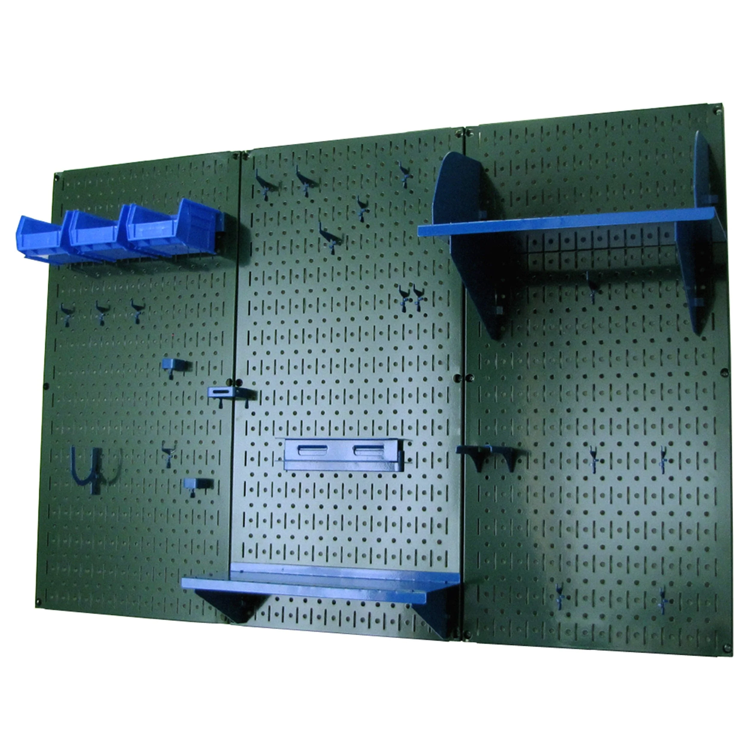 4' Metal Pegboard Standard Tool Storage Kit - Green Toolboard & Blue Accessories - Image 1